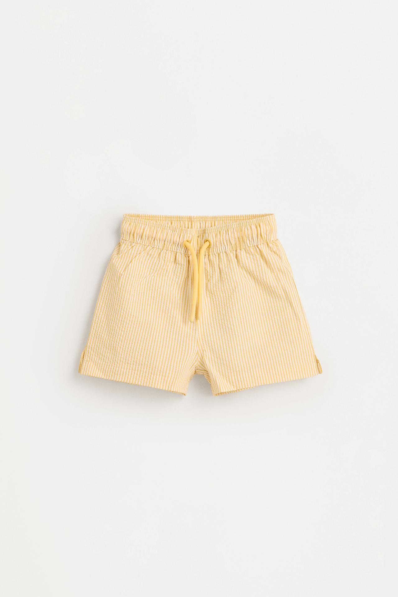 Striped seersucker swim shorts — LEMON YELLOW