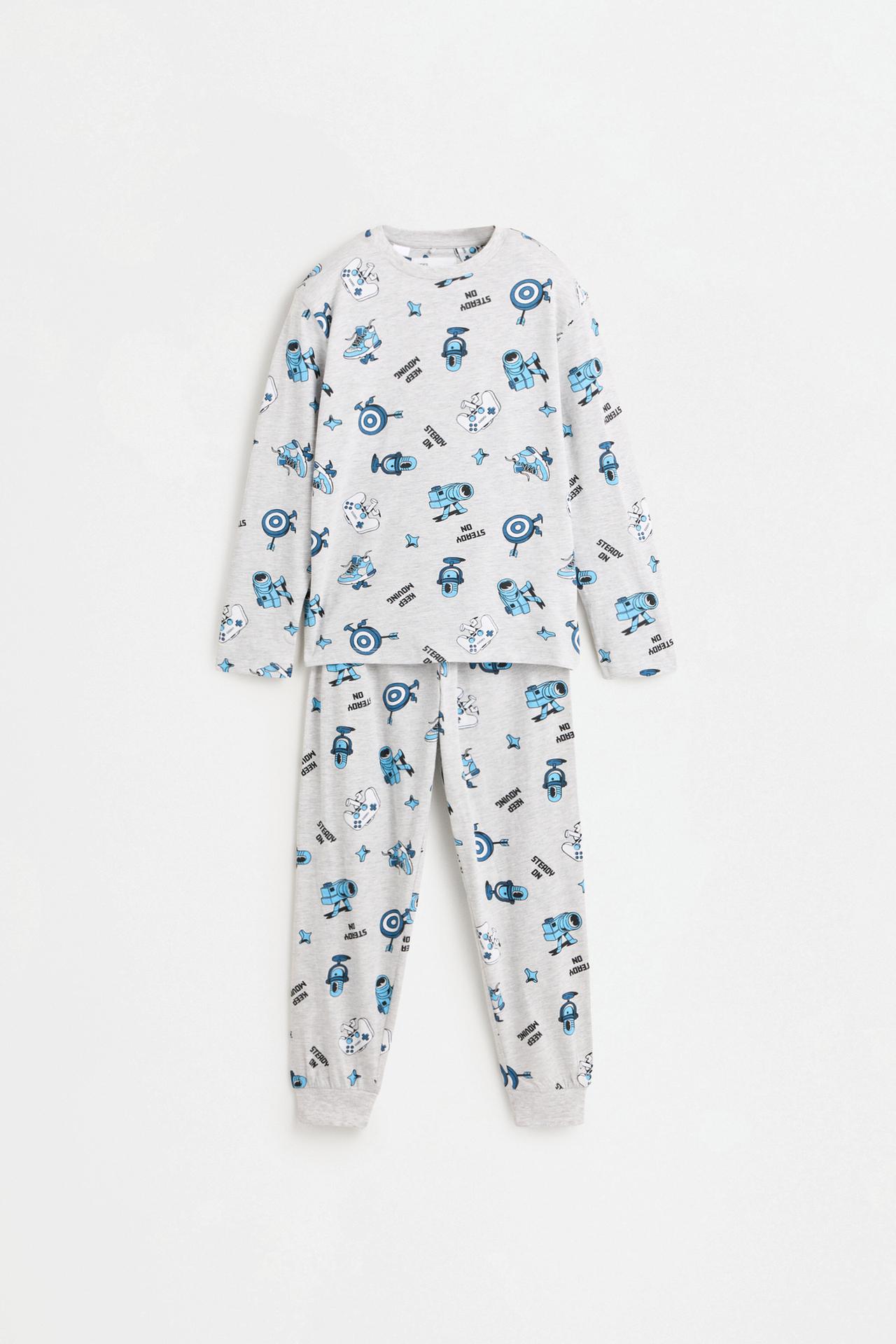 Long printed pyjamas — GREY MARL