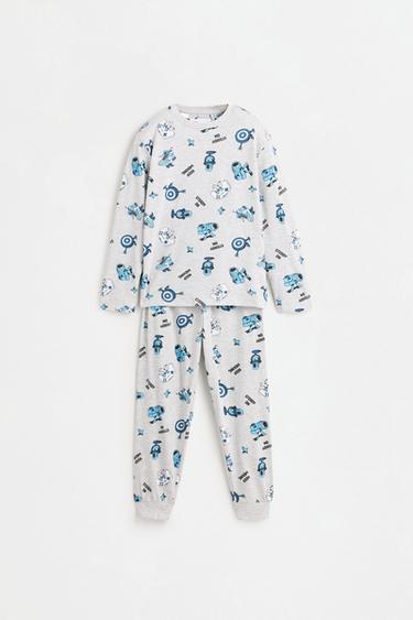 Long printed pyjamas — GREY MARL 1