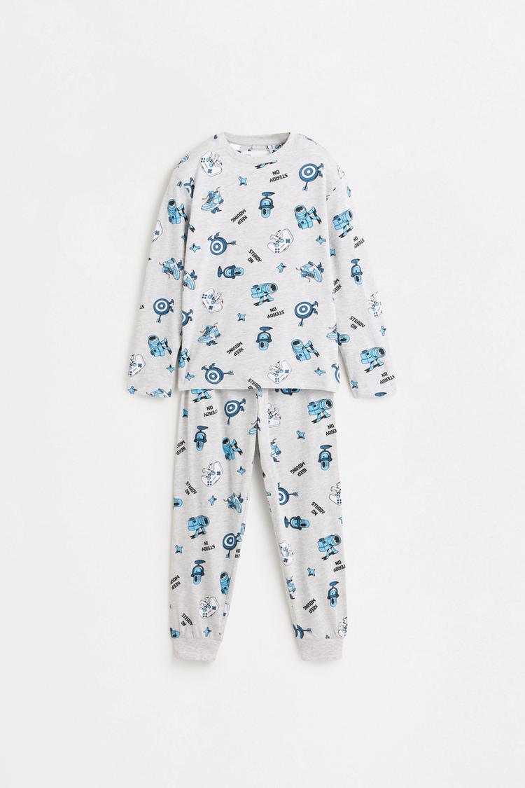 Long printed pyjamas — GREY MARL