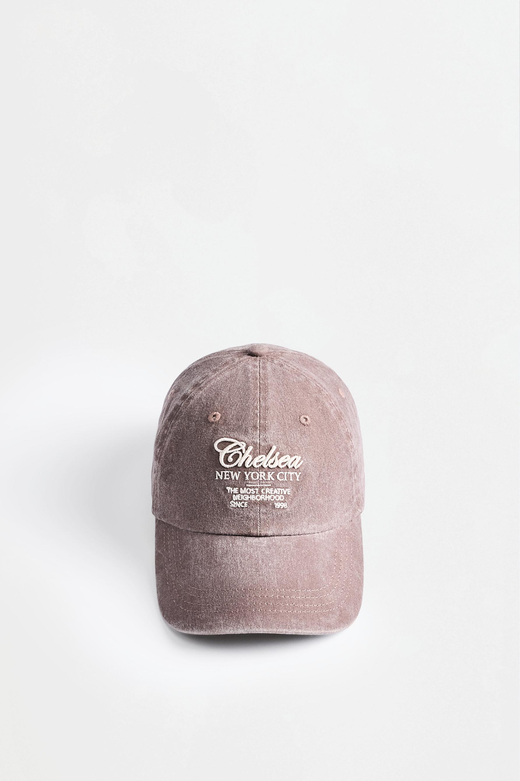 Faded effect embroidered cap — BROWN