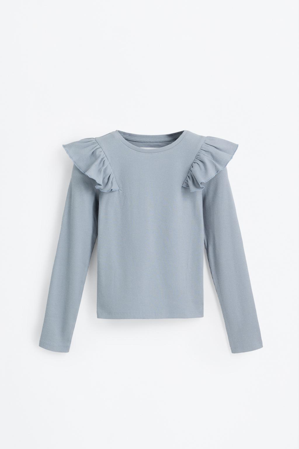 Ribbed t-shirt with ruffles