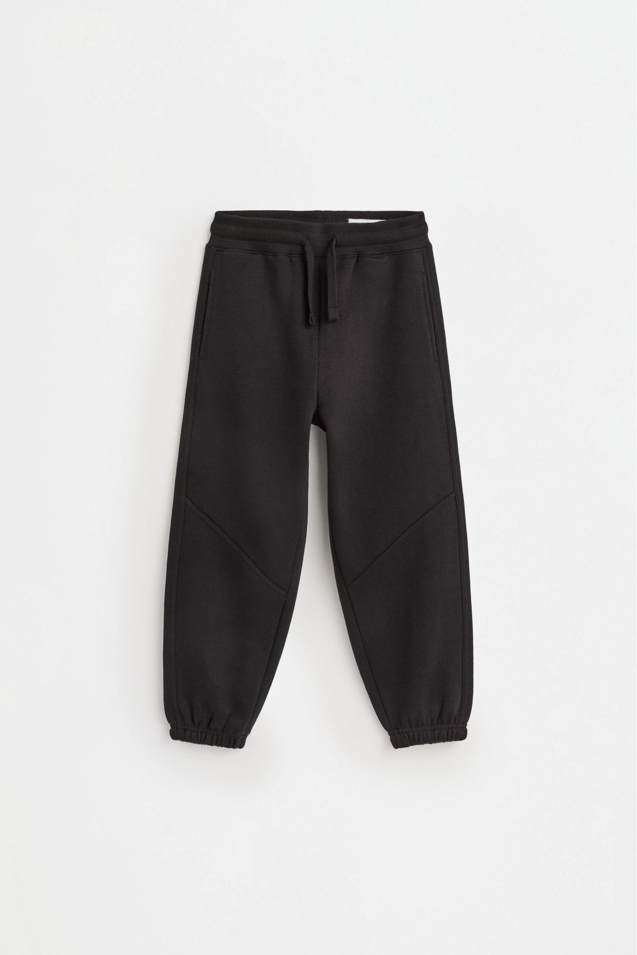 Plush trousers with knee stitching — BLACK