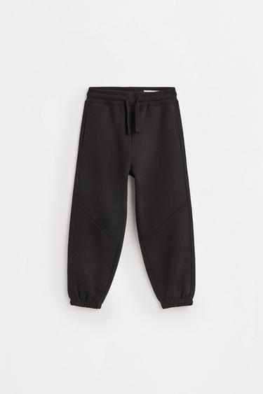 Plush trousers with knee stitching — BLACK 1