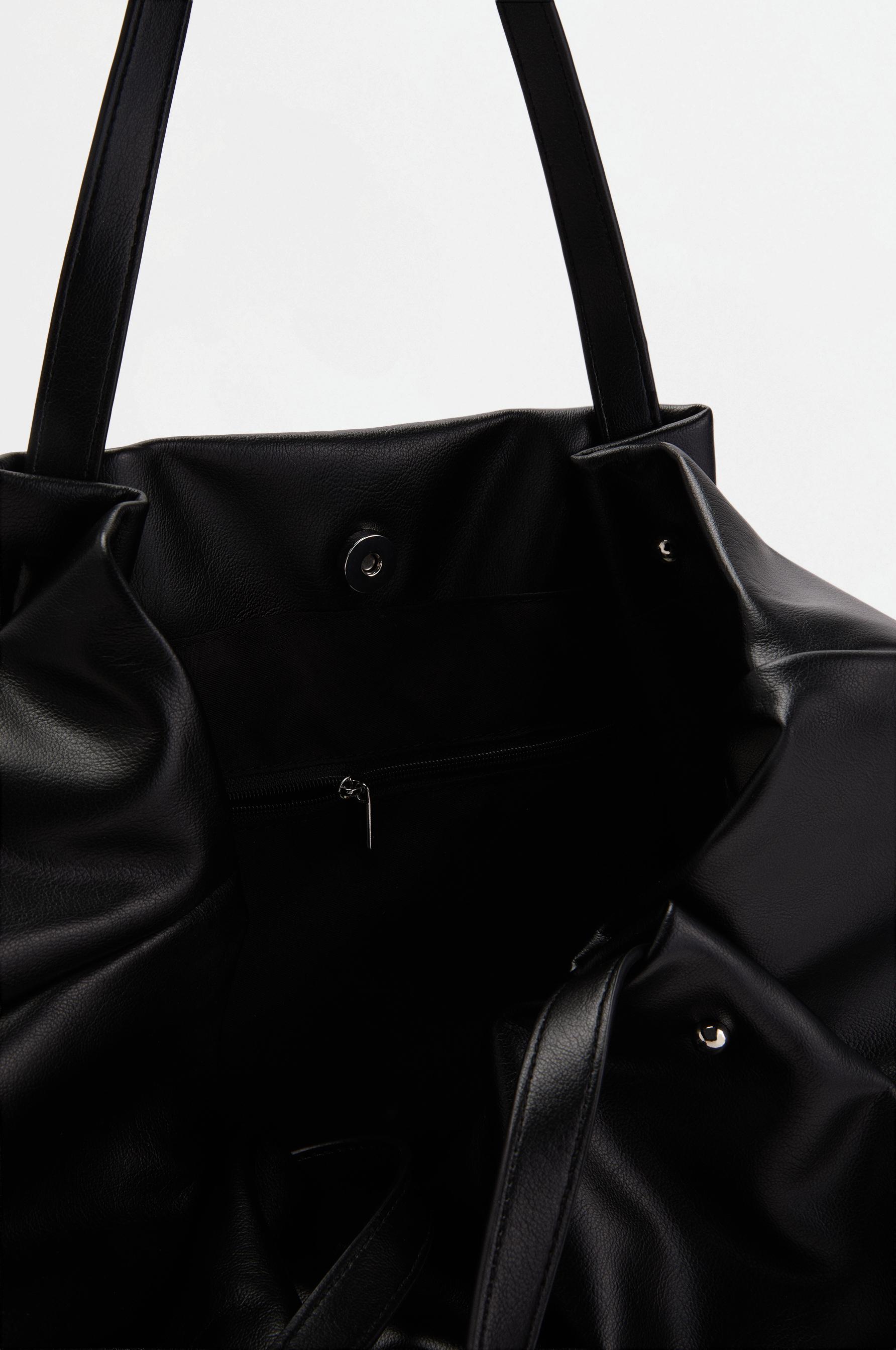 Faux suede tote bag — BLACK