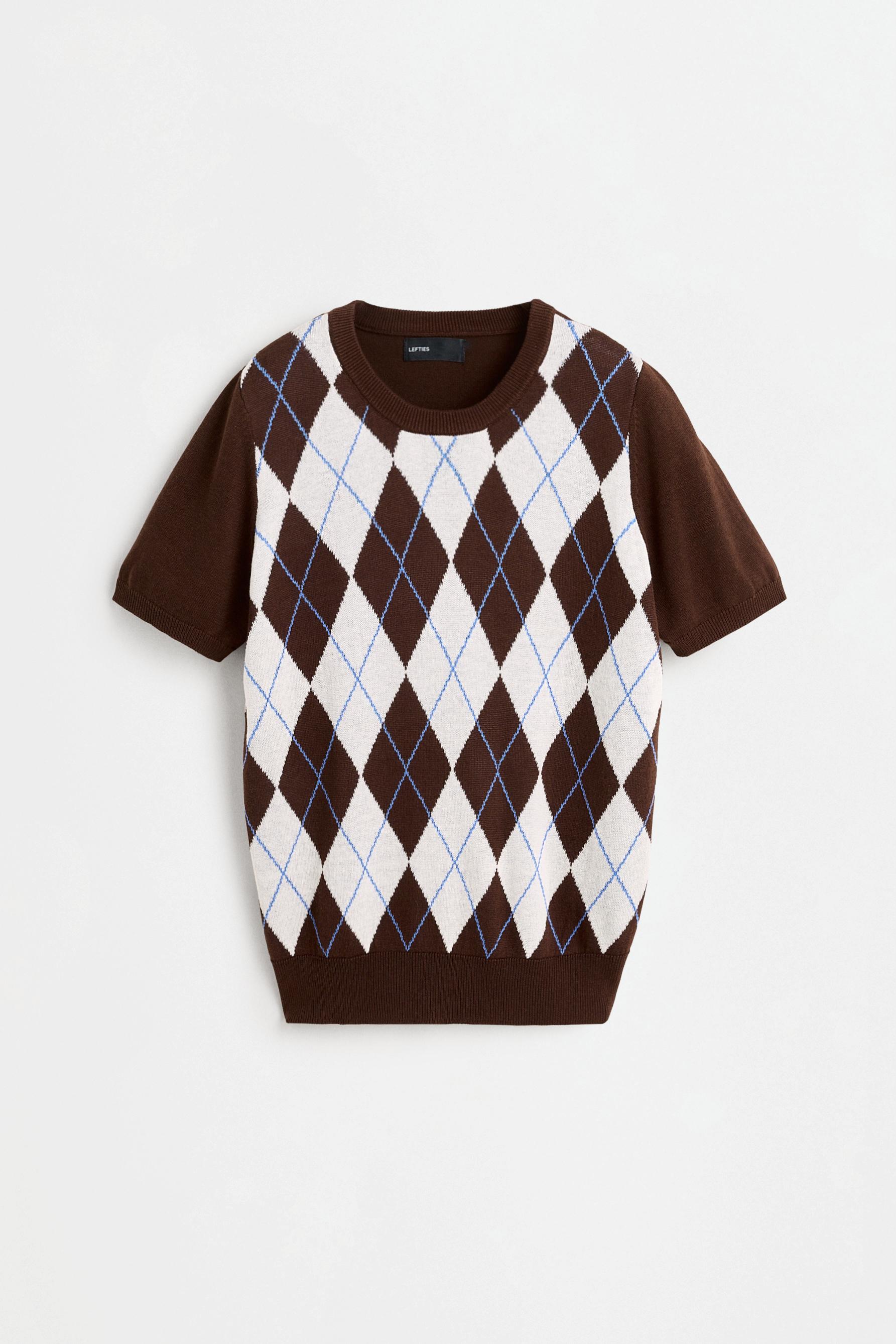 Argyle print sweater — BROWN