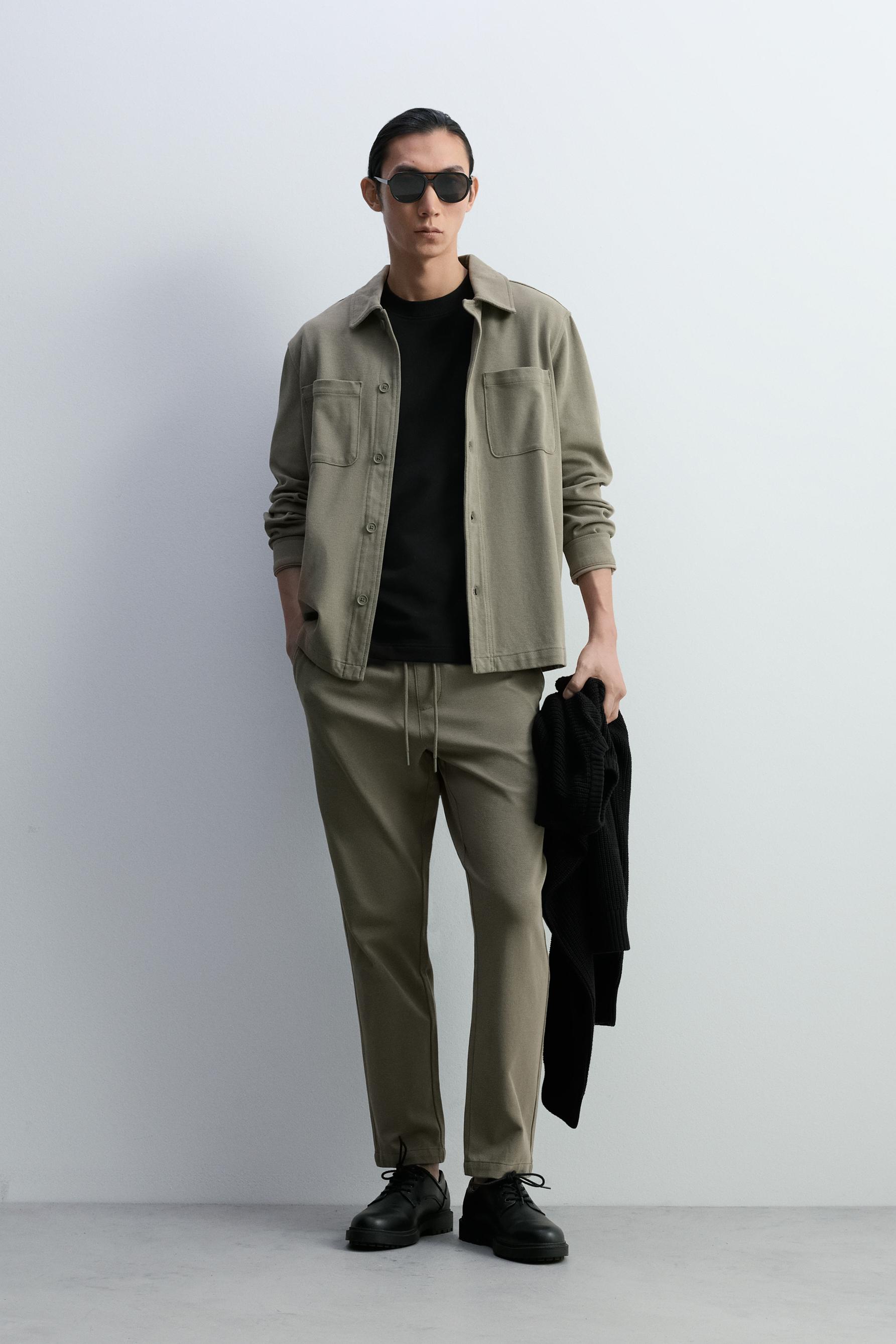 Textured pocket overshirt — KHAKI
