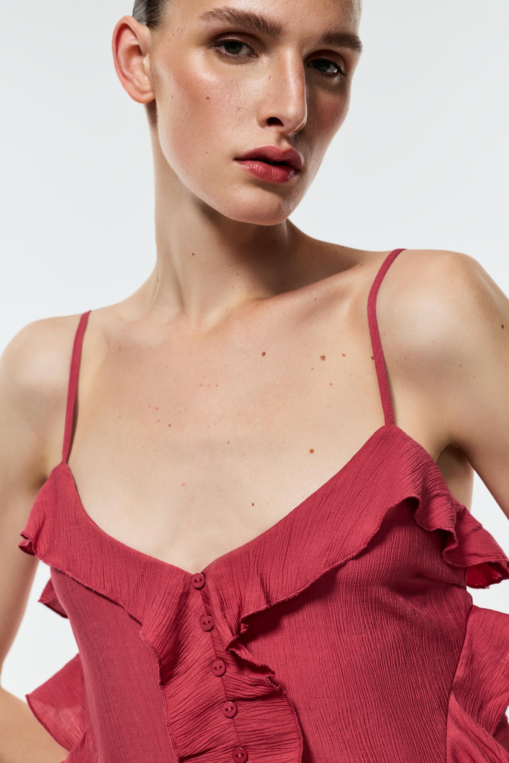 Textured camisole top — PALE MAROON