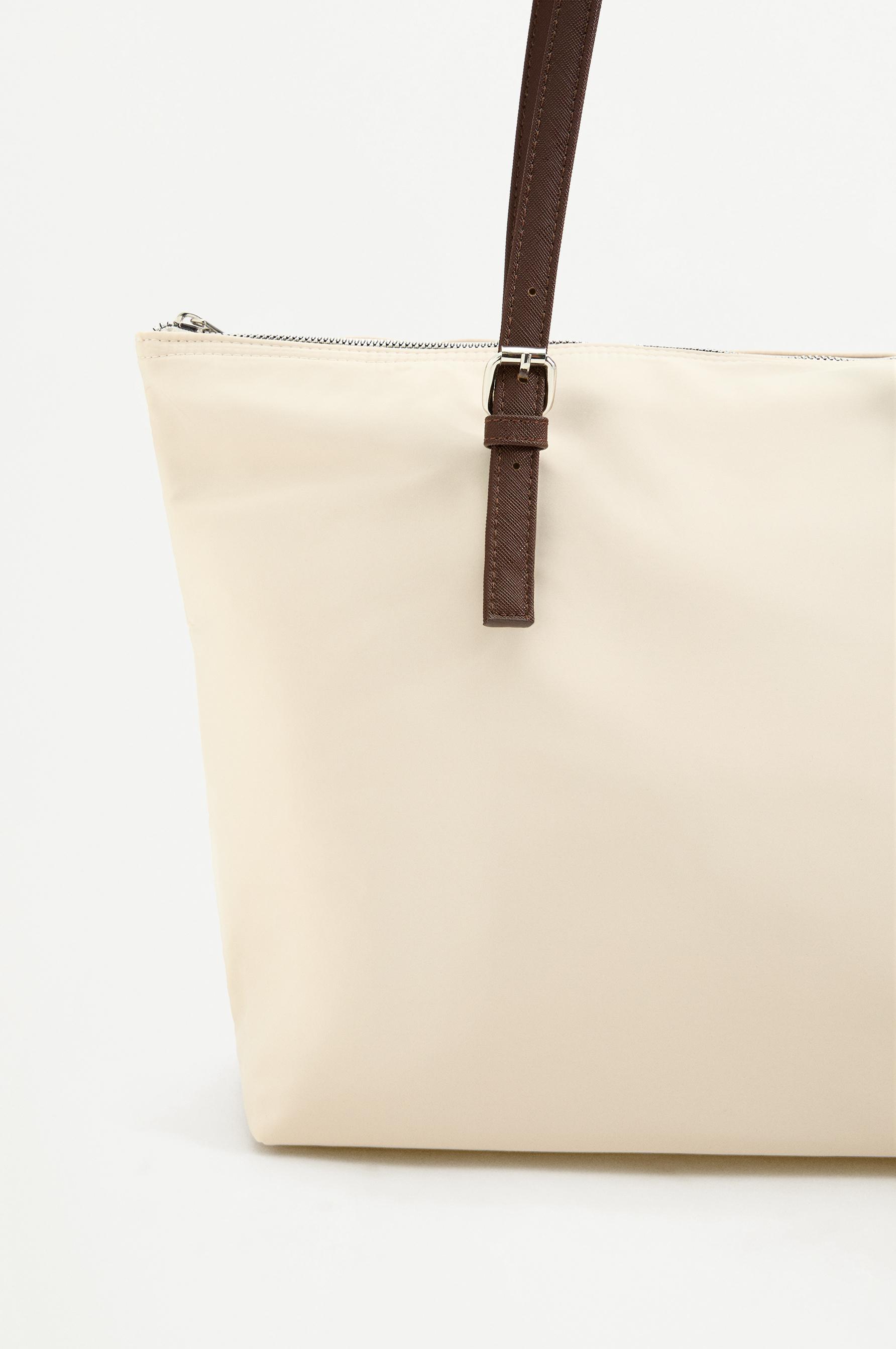 Nylon shopper bag — ECRU