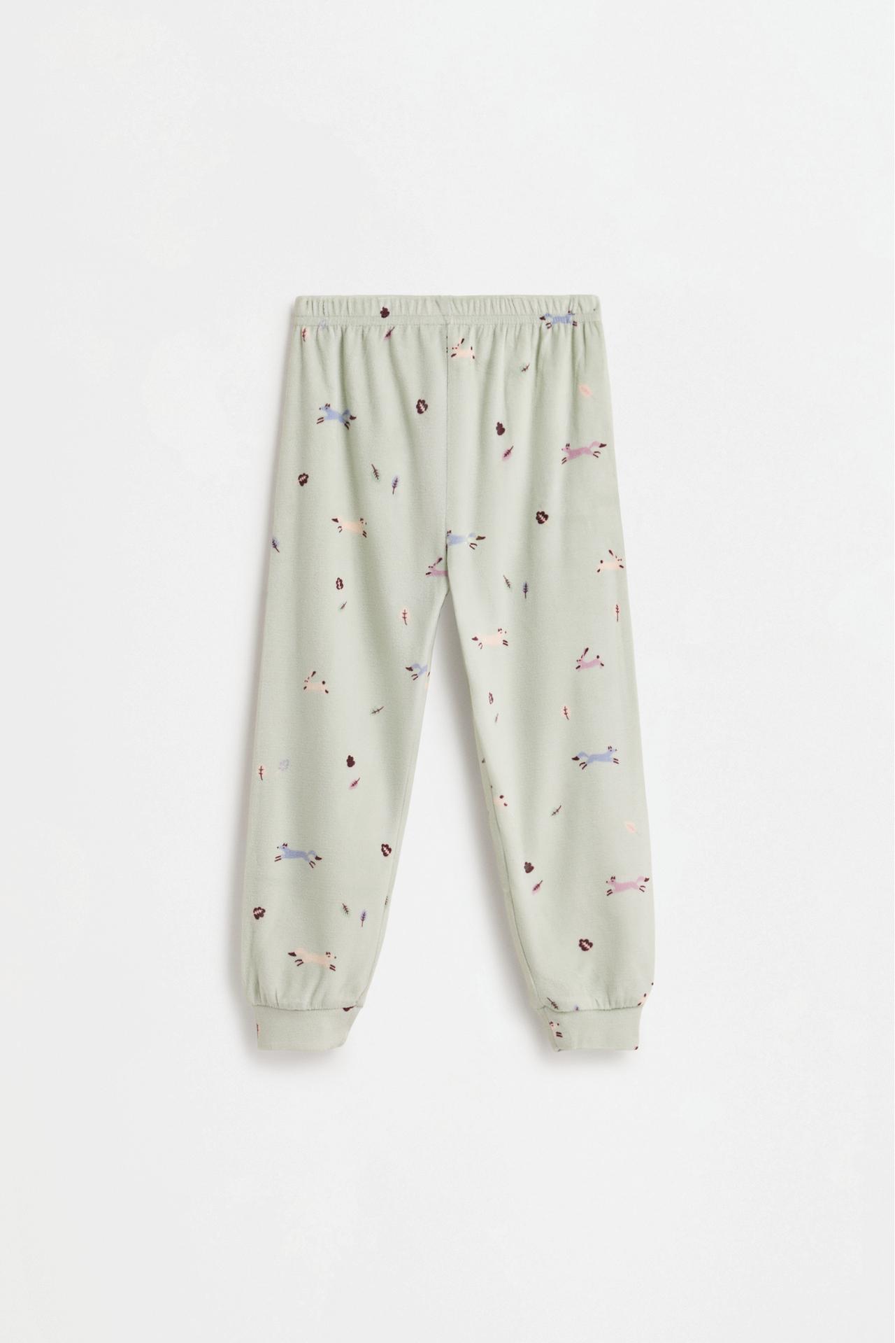 Velvety printed pyjamas — WATER GREEN