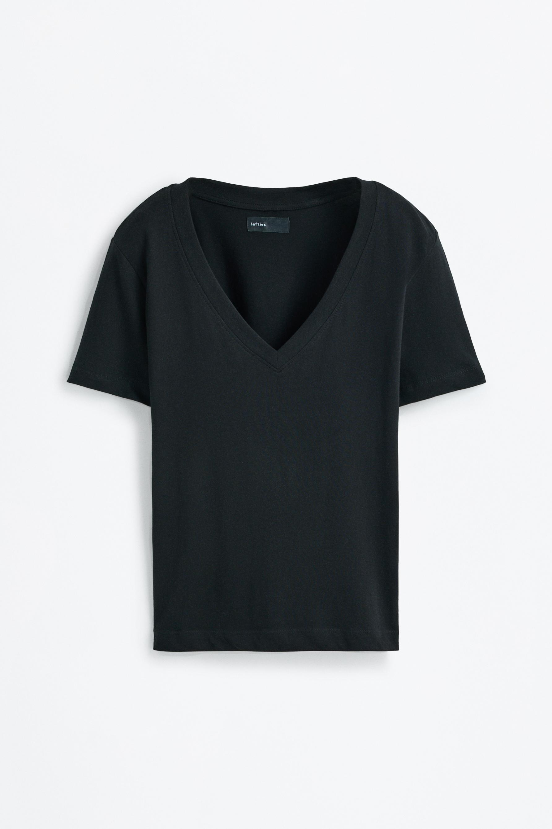 Pack of 2 basic V-neck T-shirts — BLACK