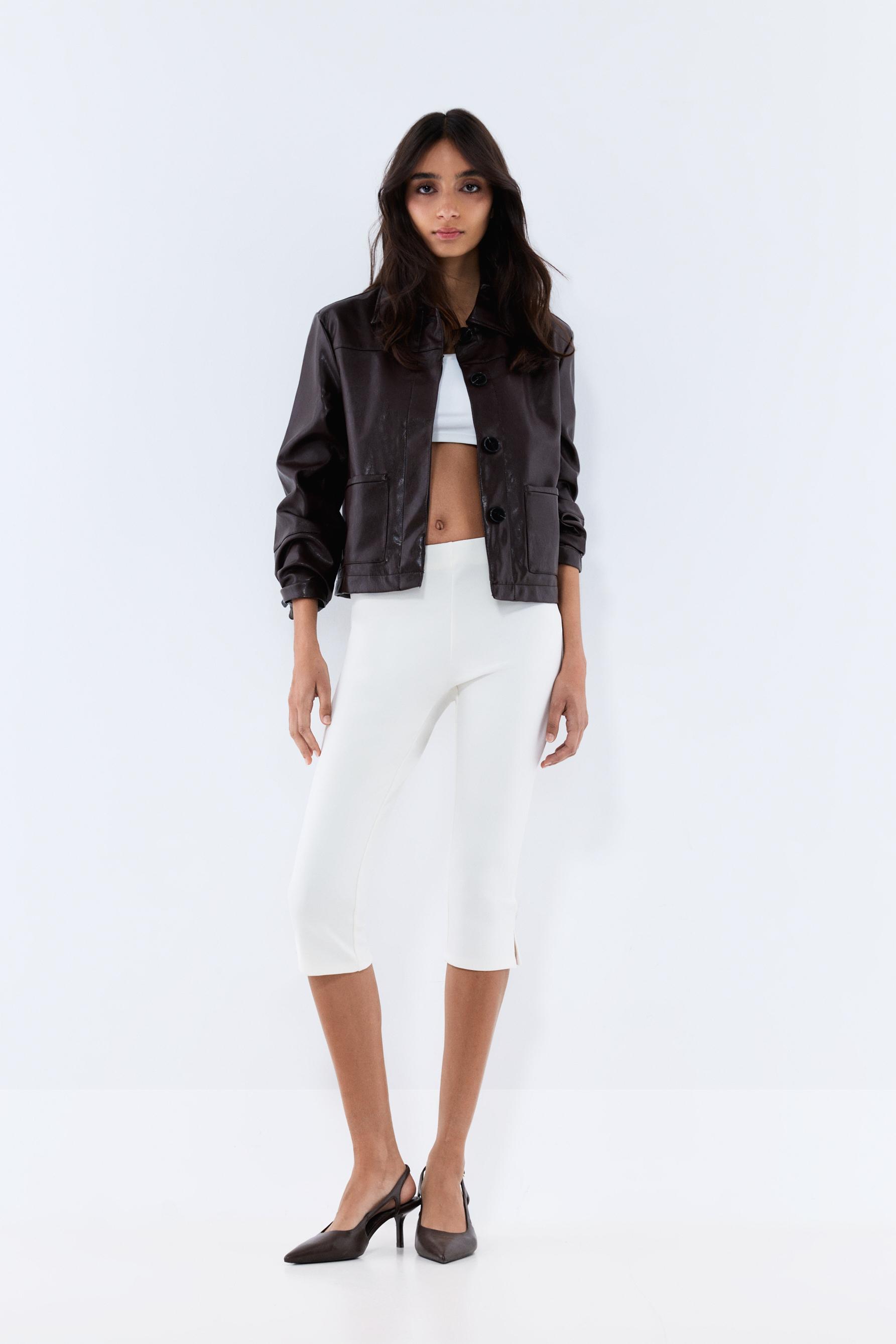 Leather effect pocket jacket — BURGUNDY