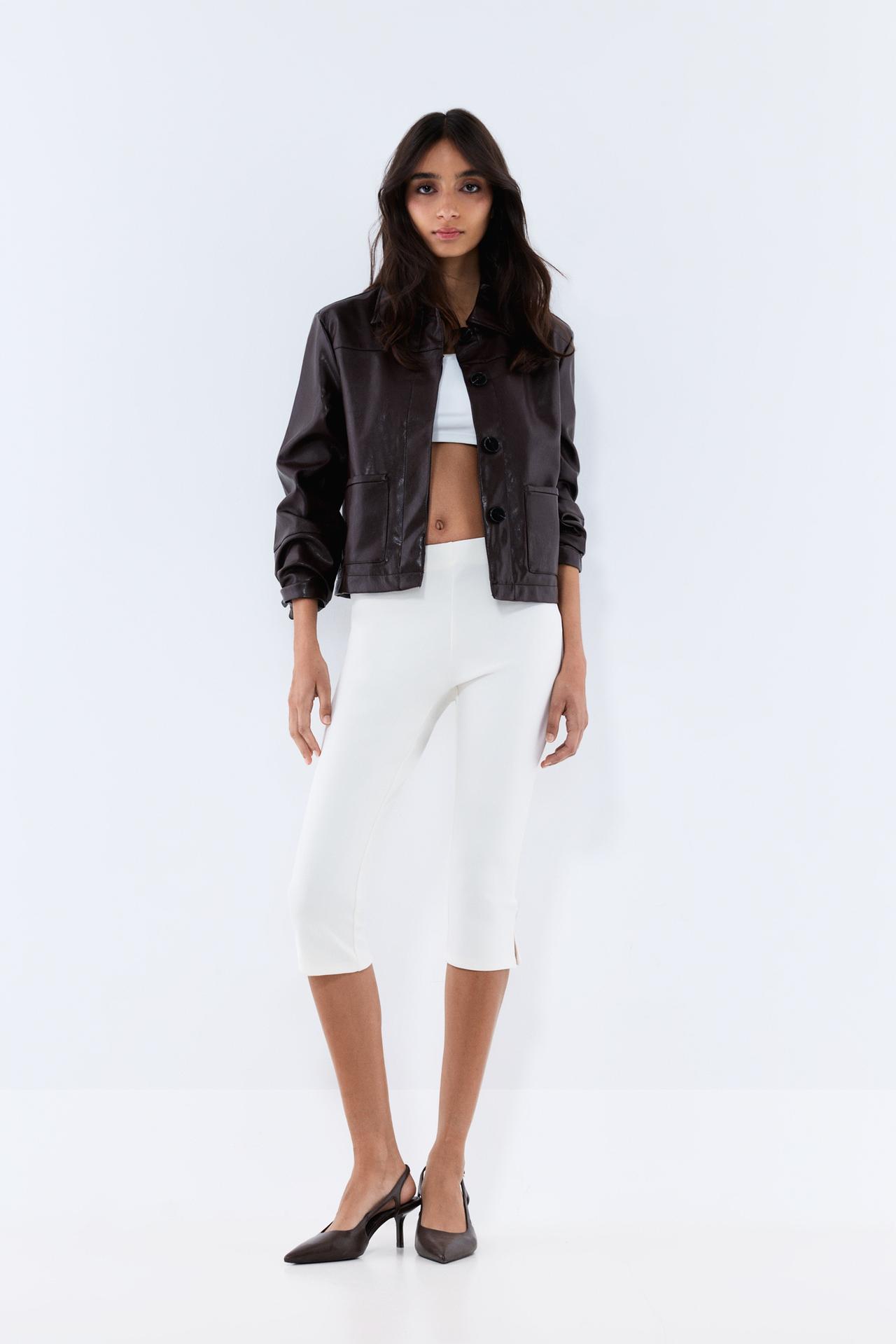 Leather effect pocket jacket — BURGUNDY