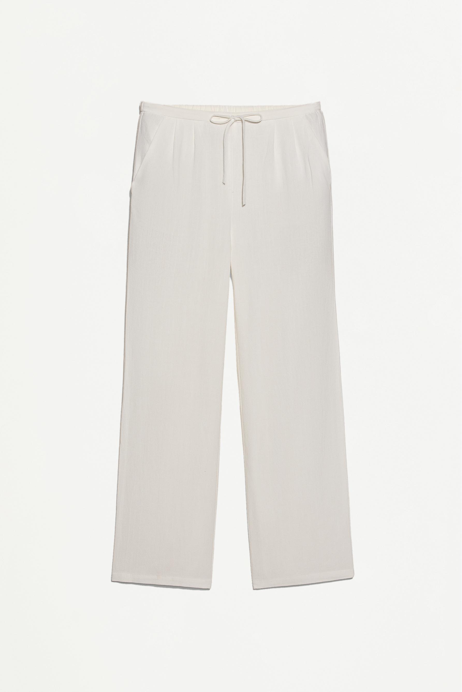 Rustic wide-leg trousers — WHITE