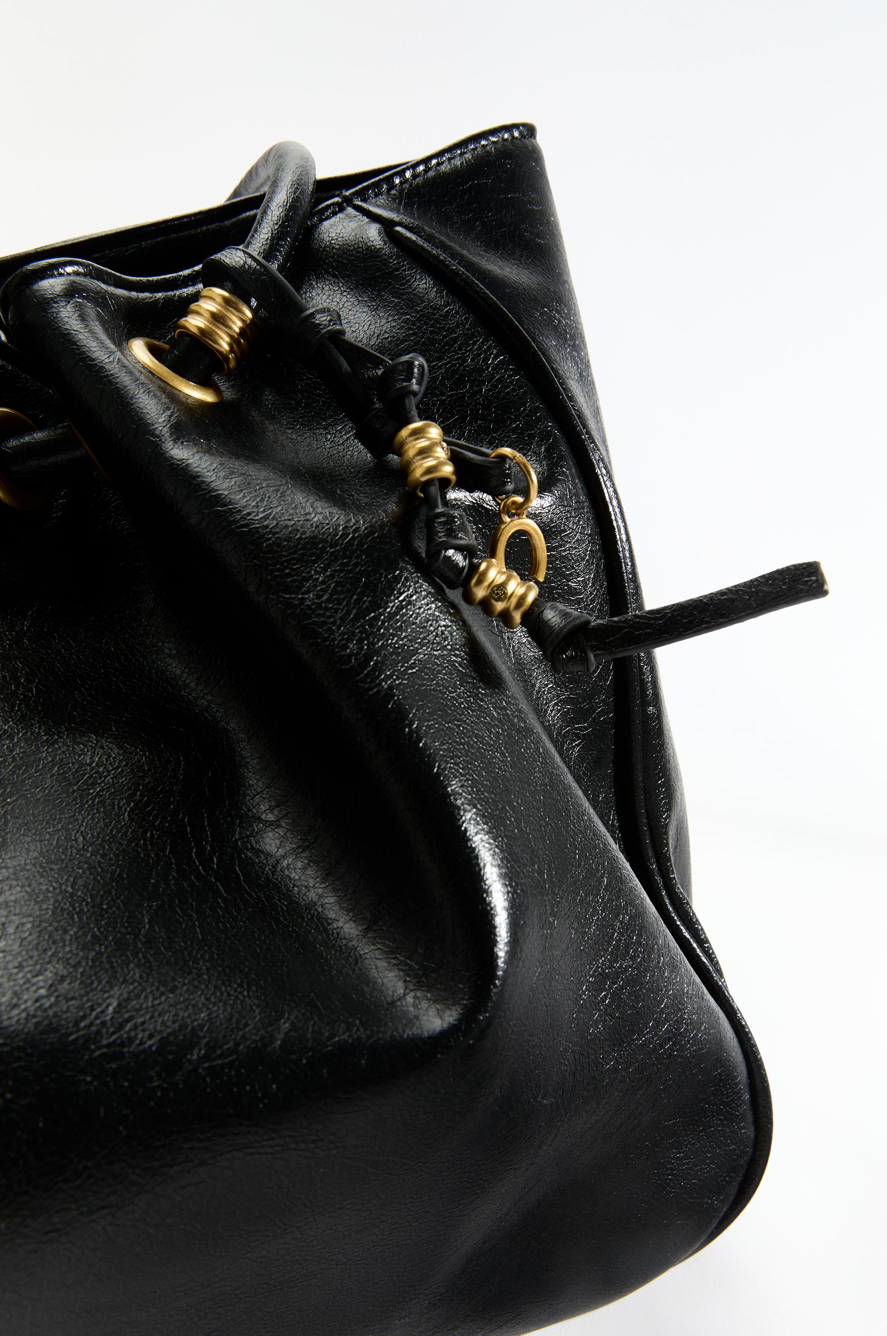 Gathered shopper bag — BLACK