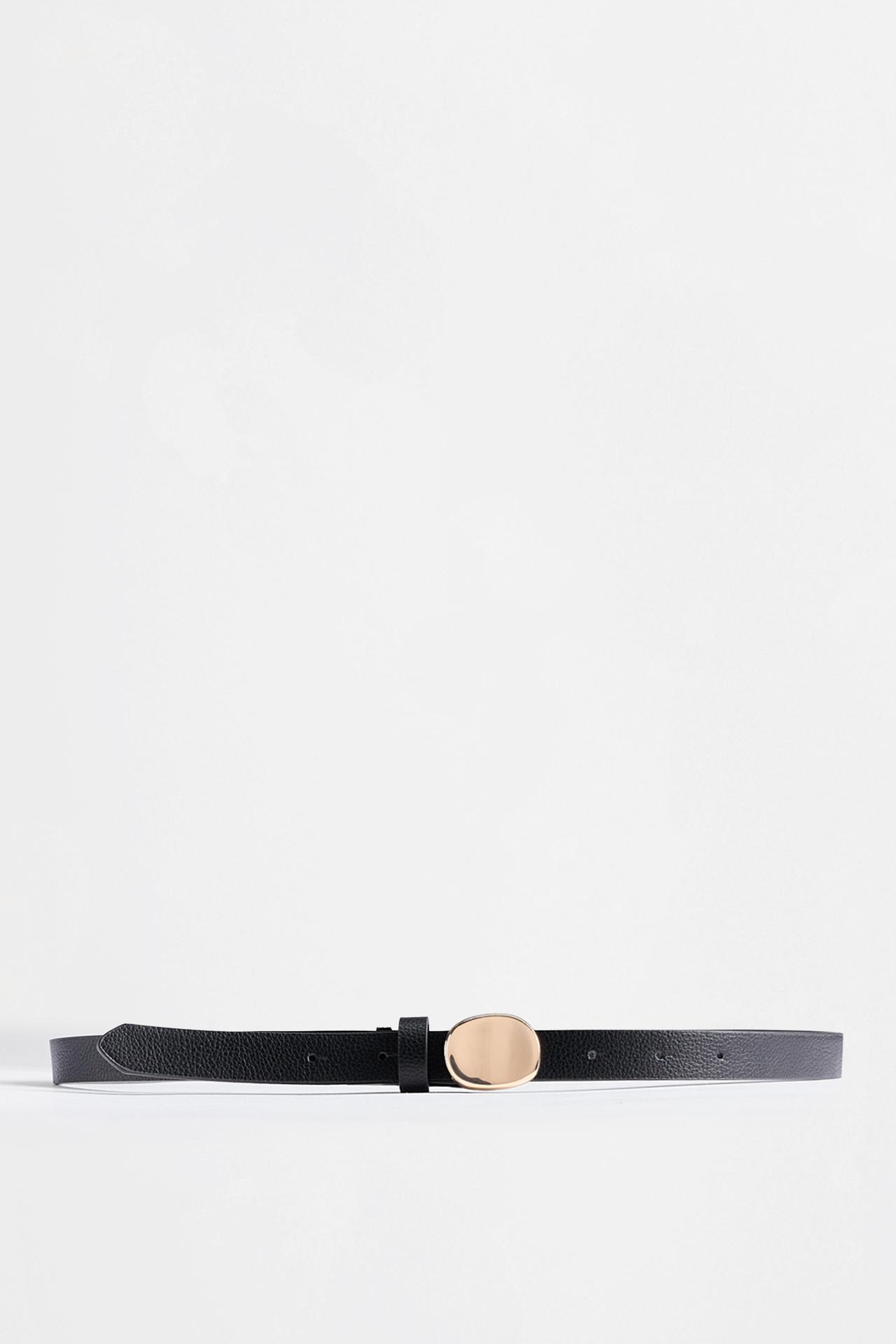Oval buckle belt — BLACK MARL
