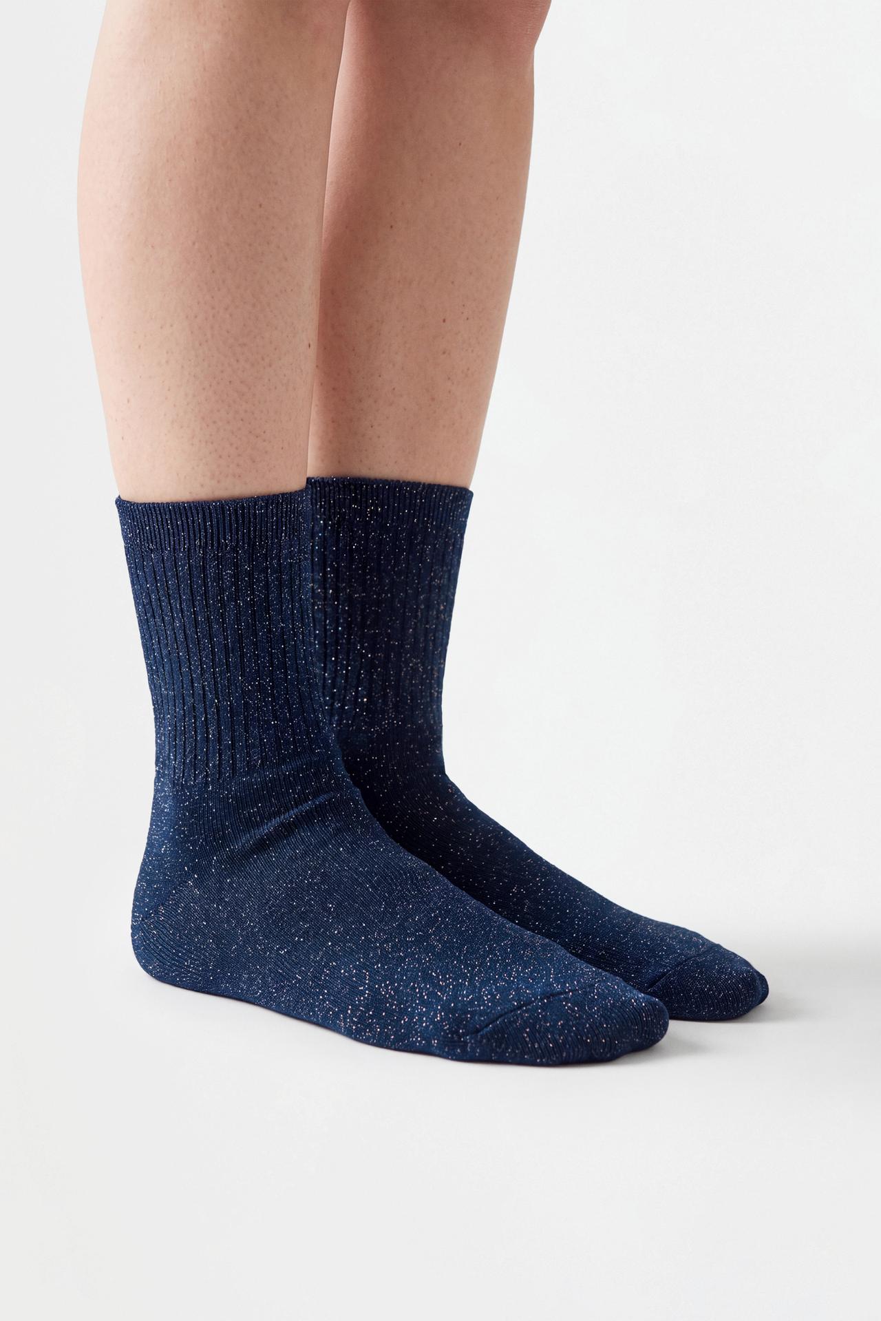 Shimmer ankle socks (7-pack) — BLUE TONES