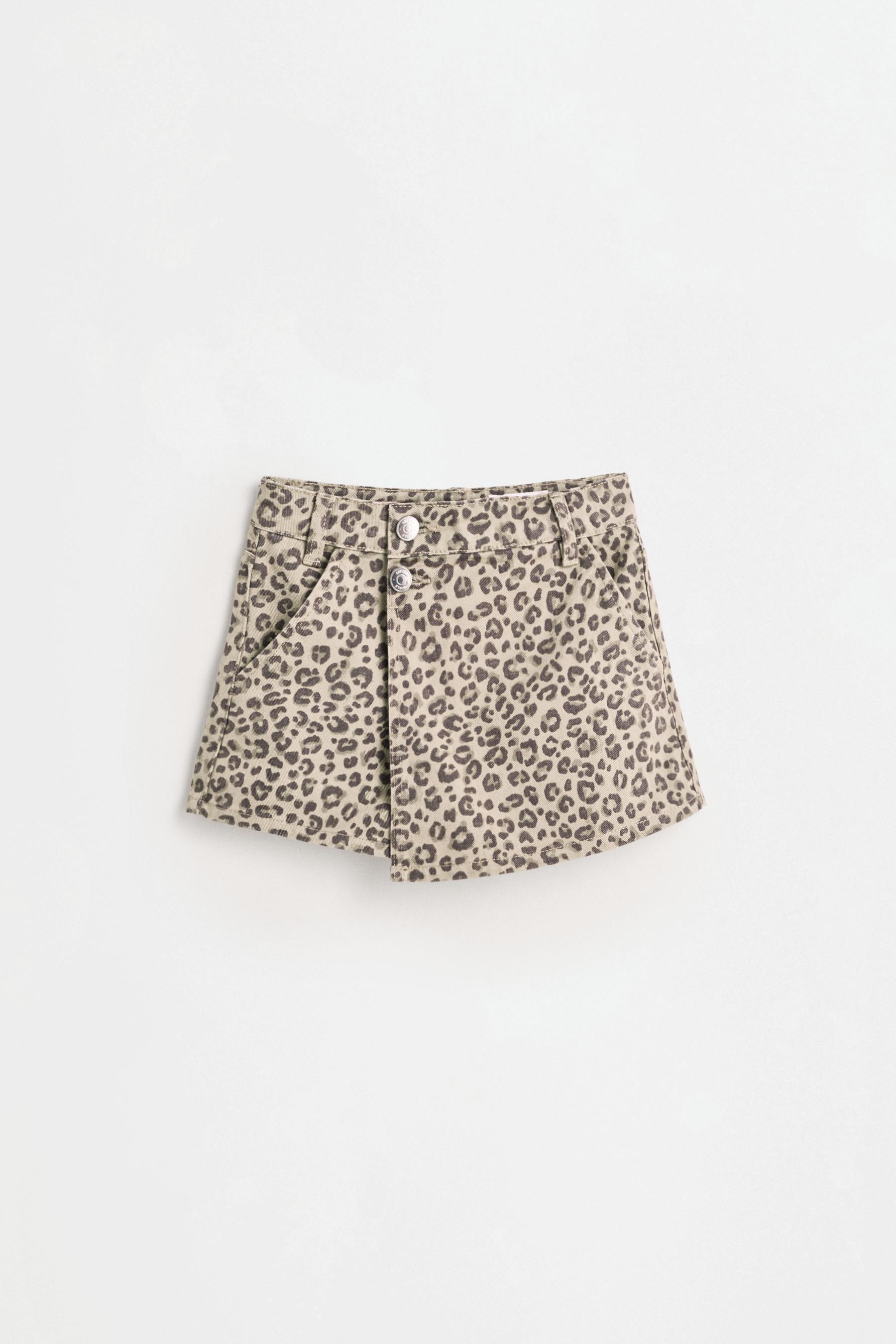 Animal print denim skort — MINK