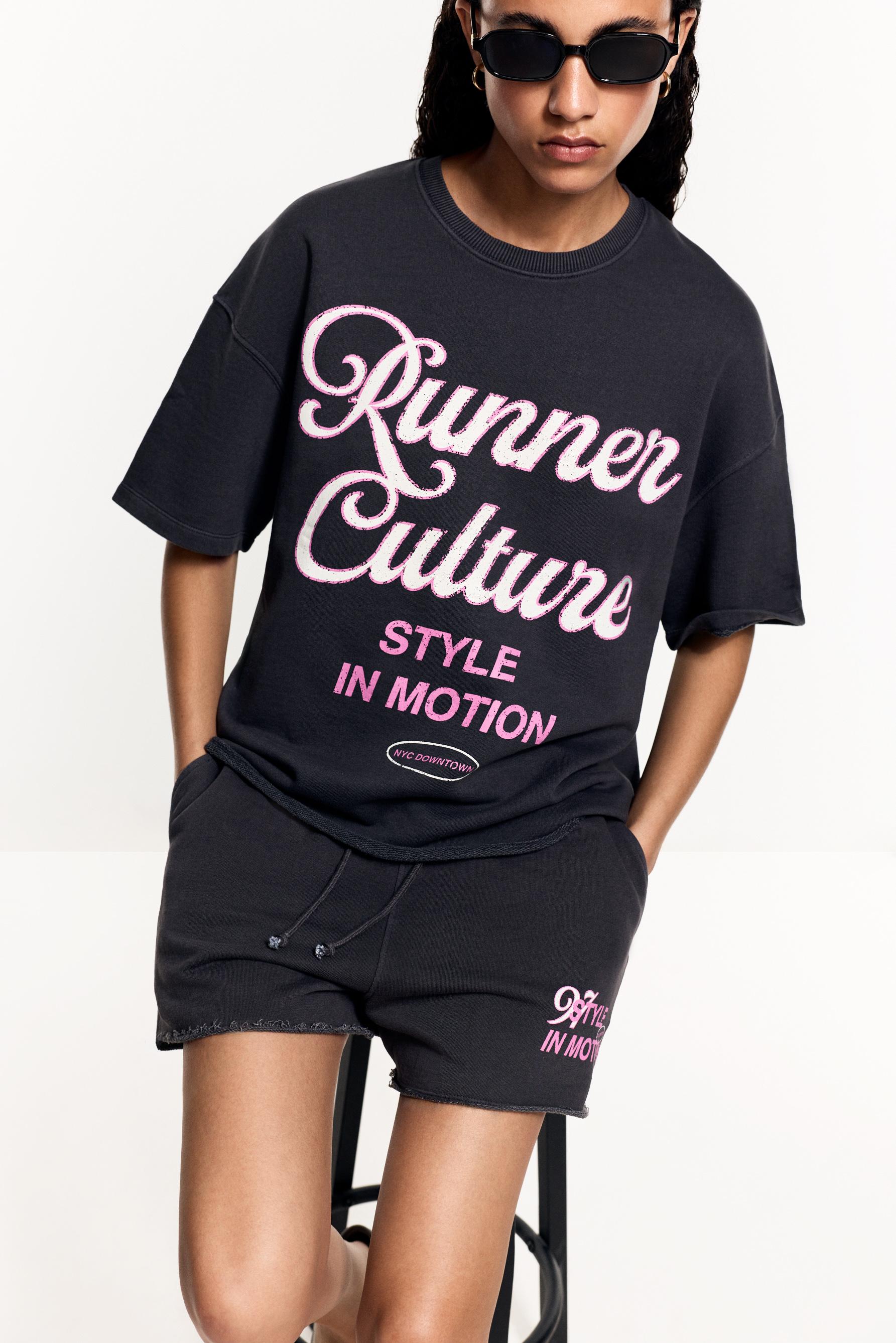 Printed short sleeve sweatshirt — ANTHRACITE GREY