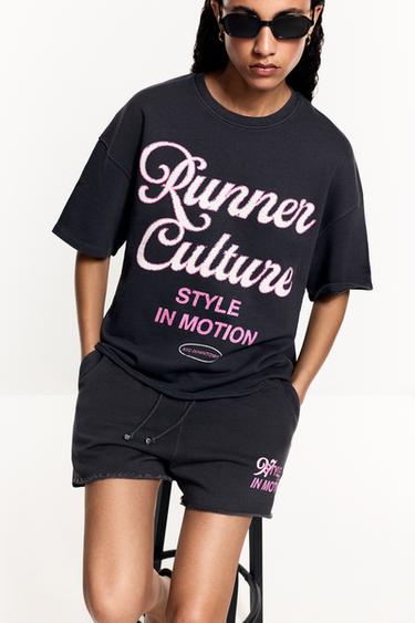 Printed short sleeve sweatshirt — ANTHRACITE GREY 1
