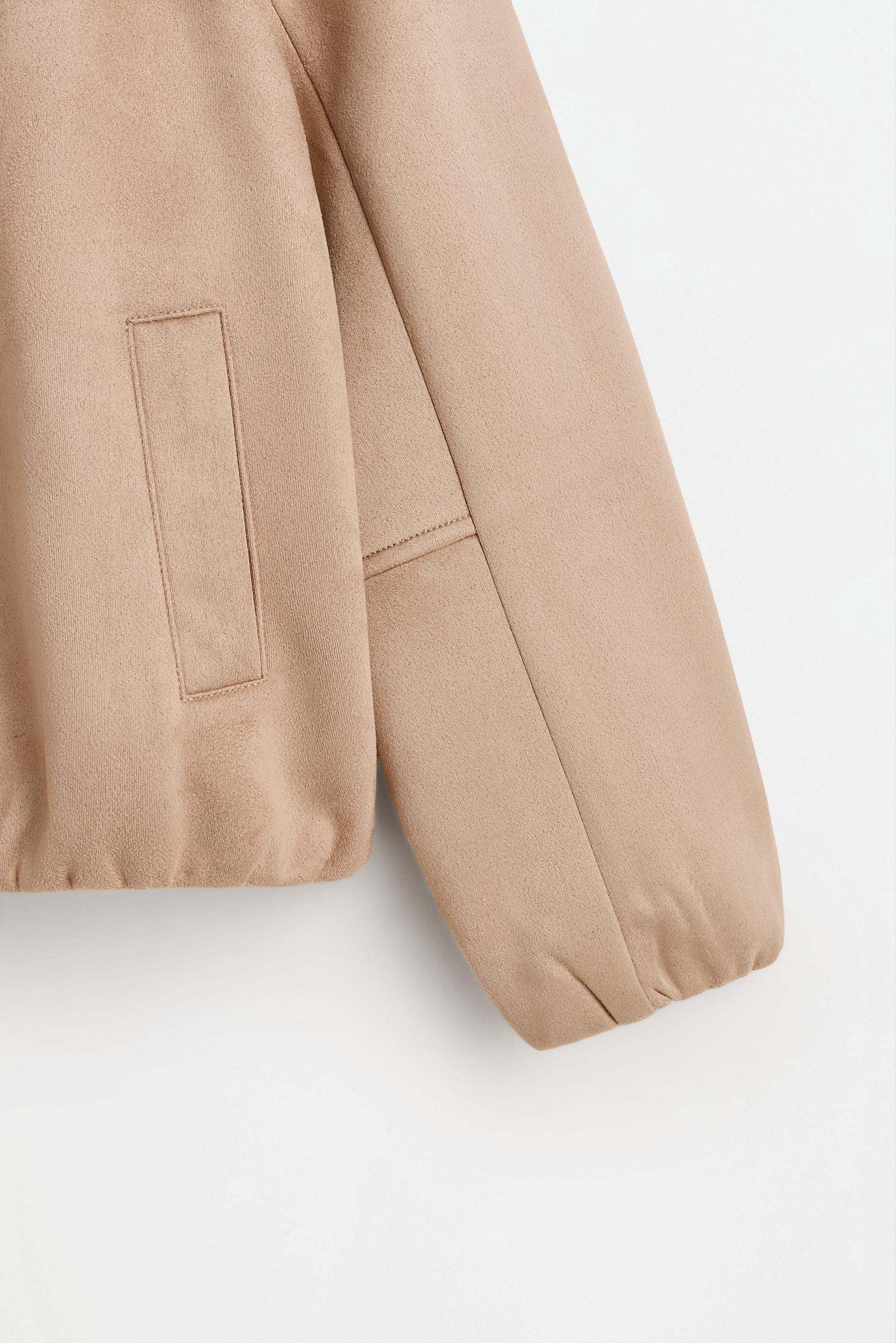 Faux suede bomber jacket — BEIGE