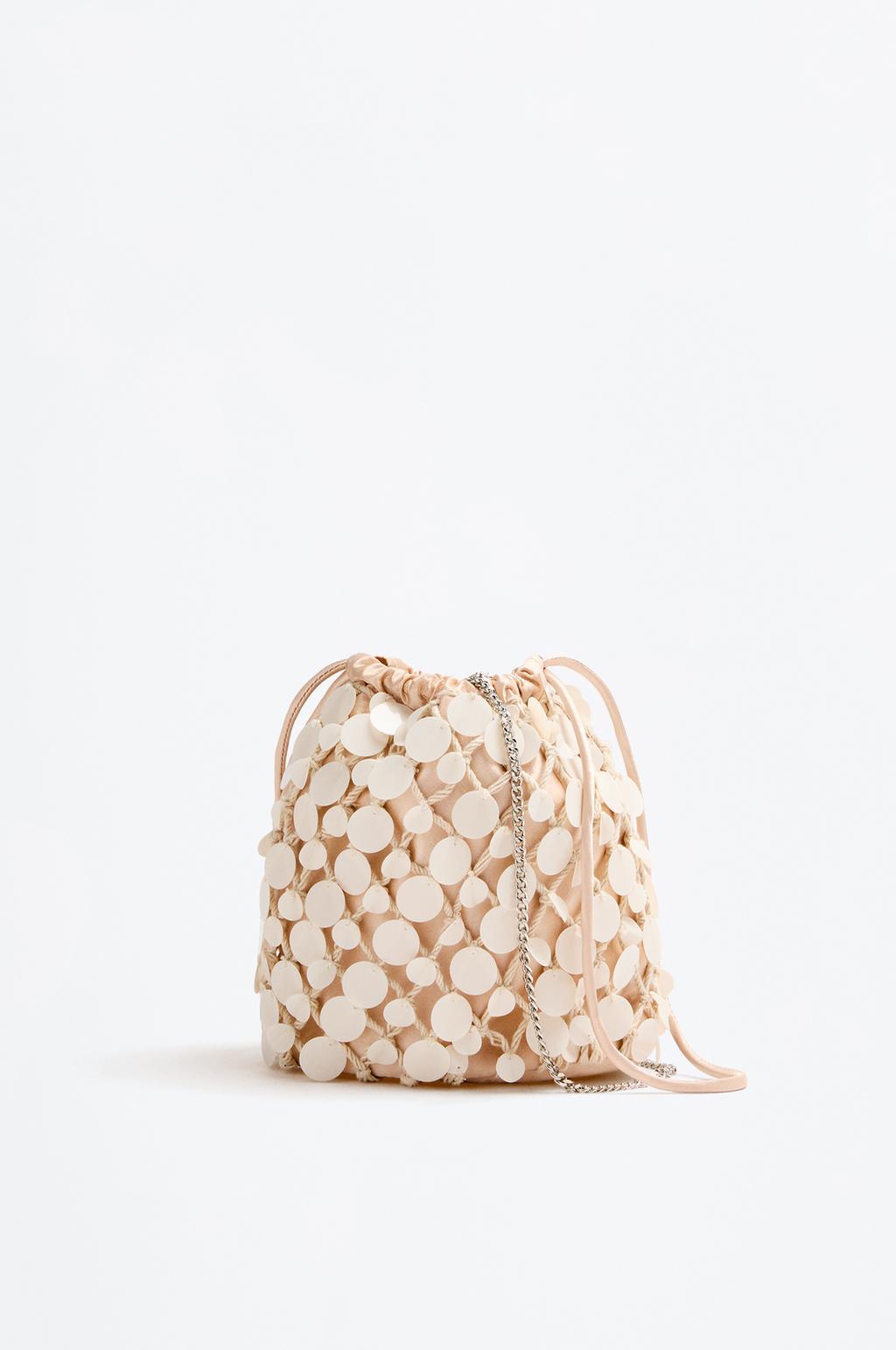 Beaded bucket bag