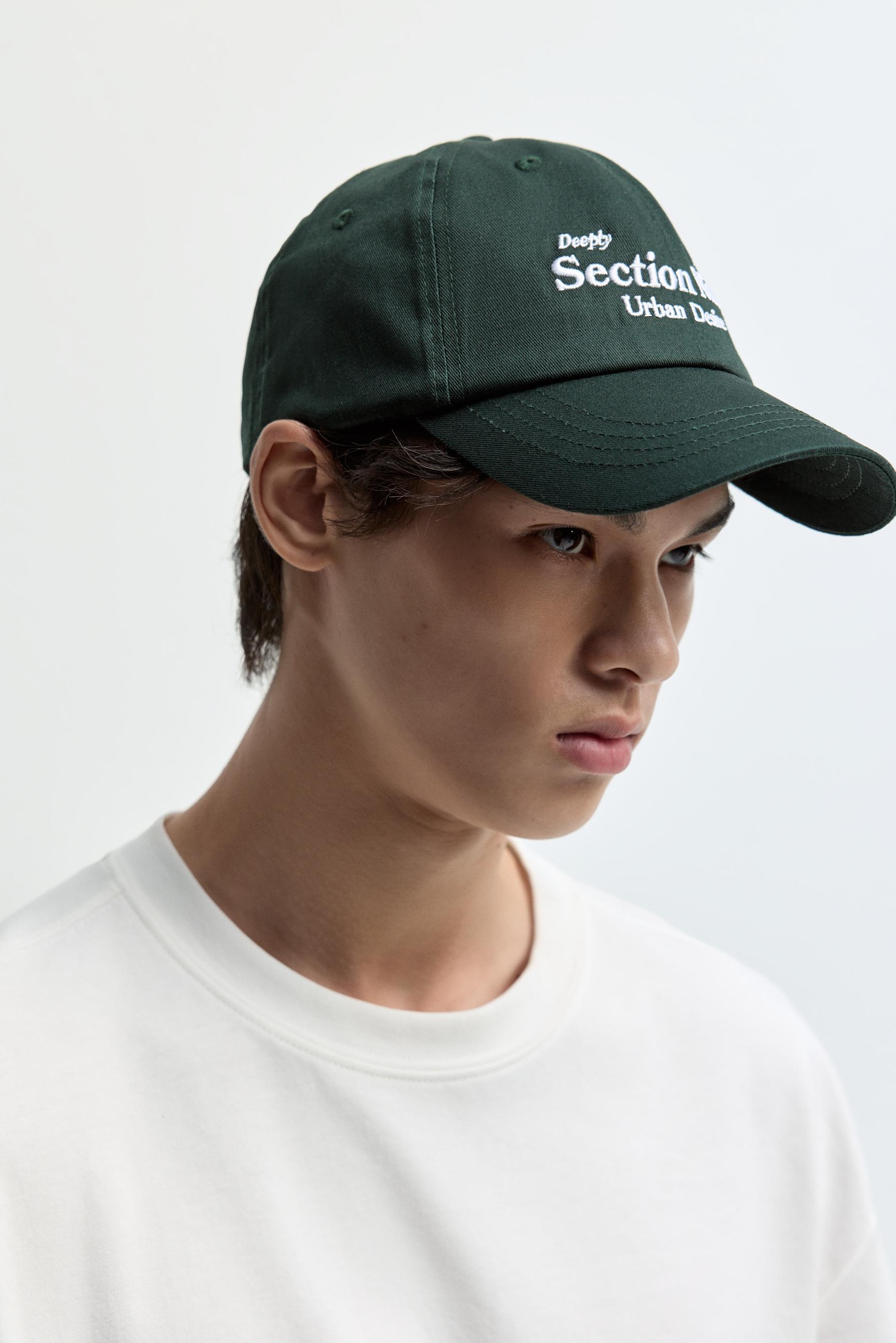 Slogan embroidered cap — BLUISH GREEN
