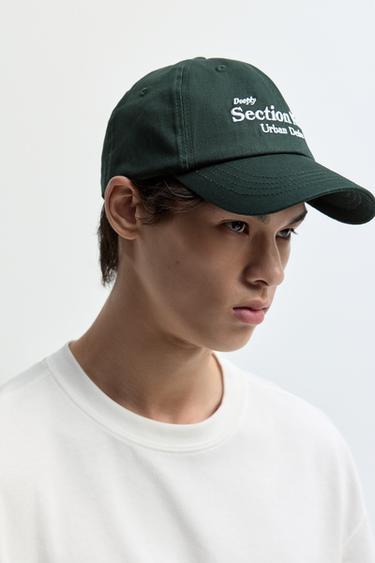 Slogan embroidered cap — BLUISH GREEN 1