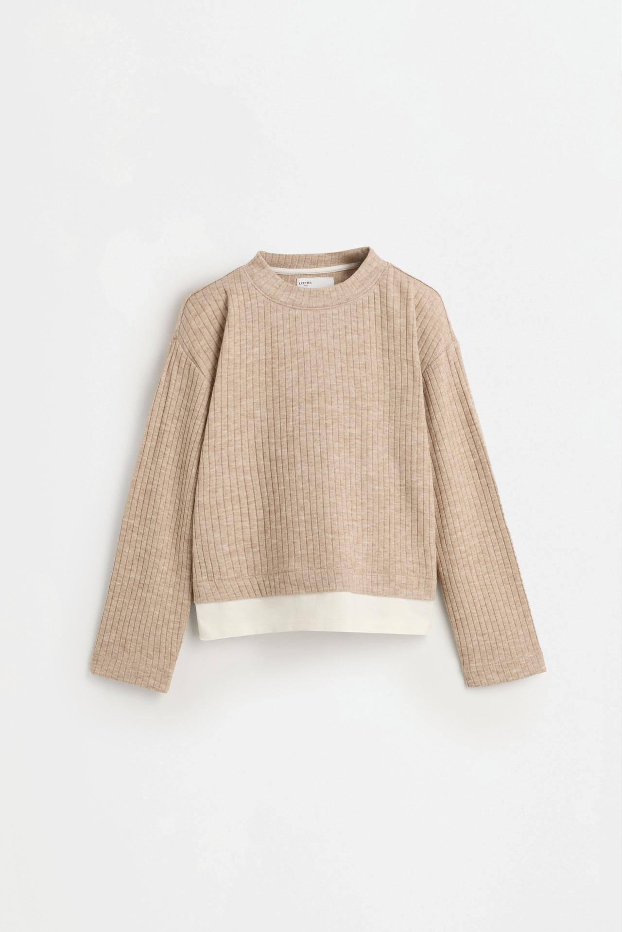 Ribbed knit sweater and trousers co-ord — SAND