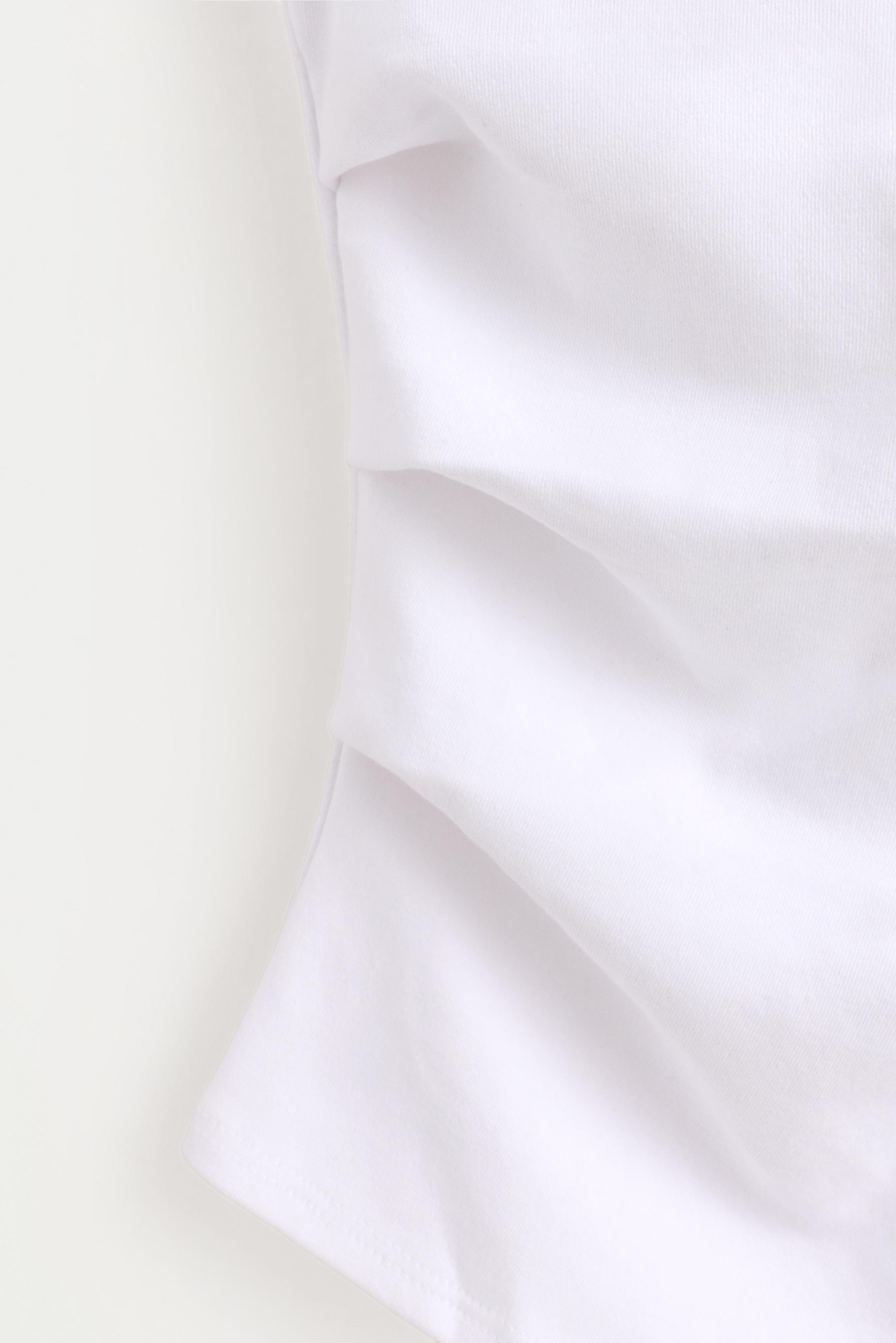 Gathered interlock T-shirt — OFF WHITE