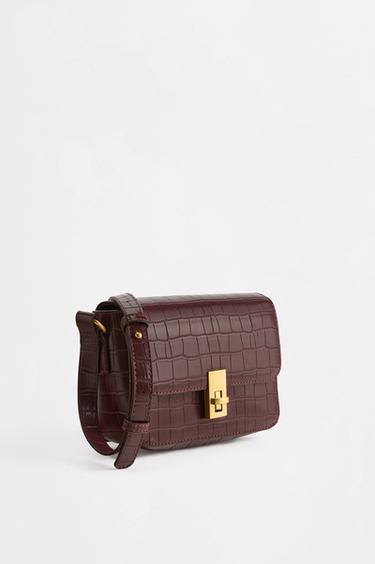 Croc-effect crossbody bag — BURGUNDY 2