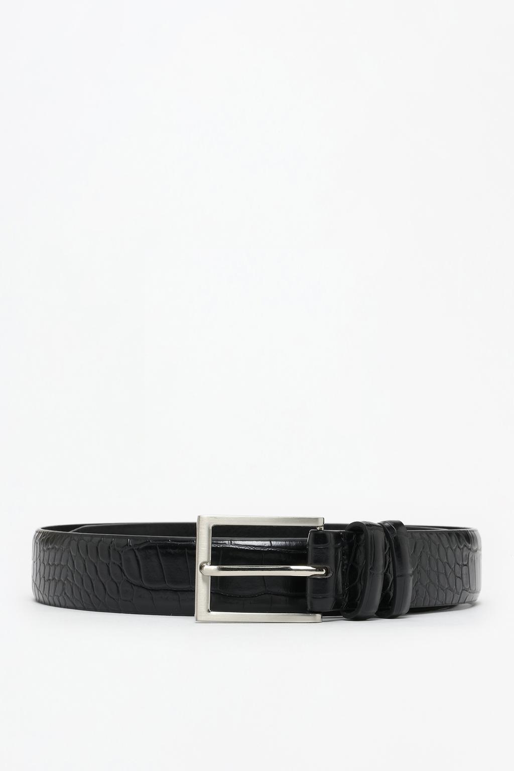 Mock croc faux leather belt