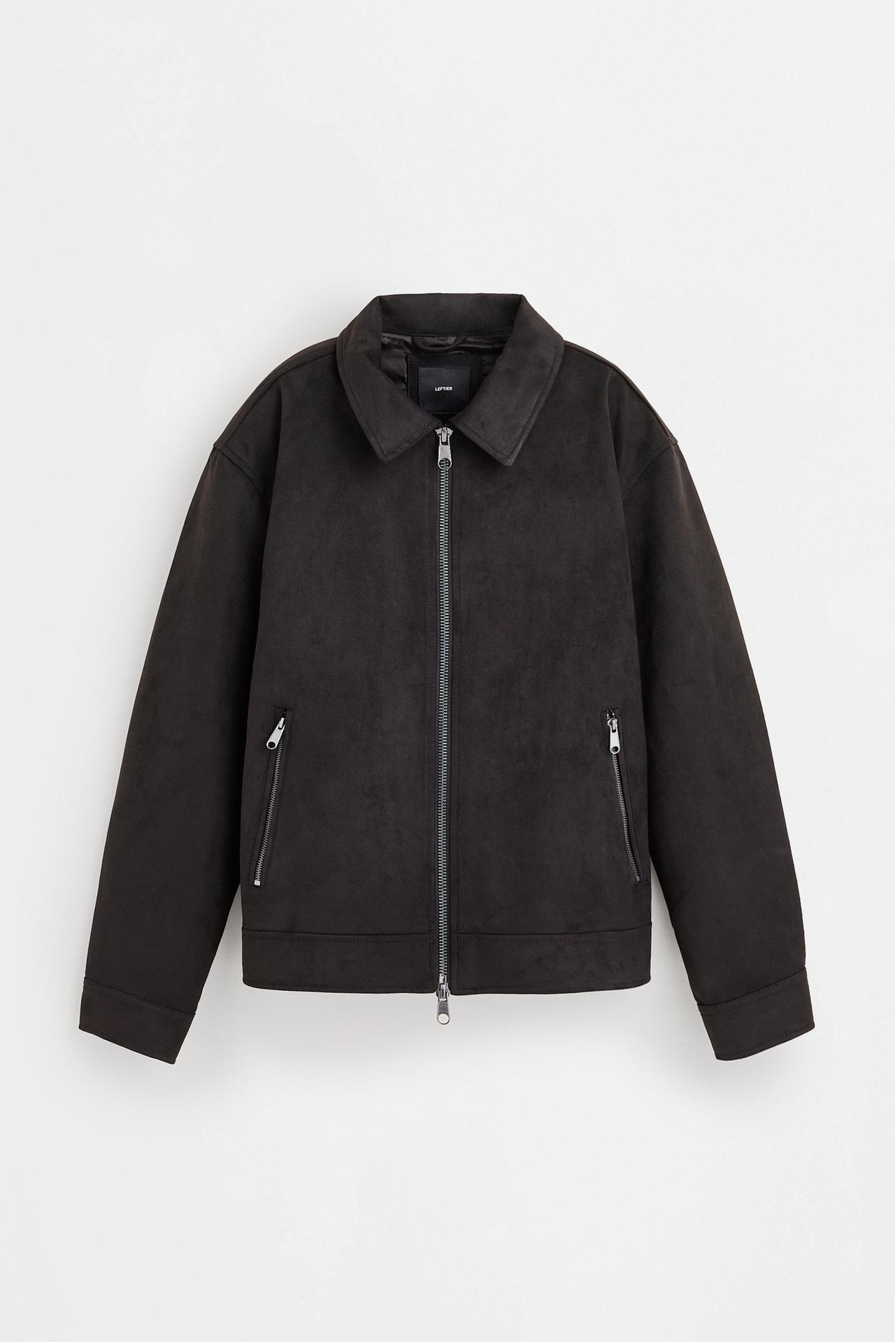 Faux suede jacket — BLACK