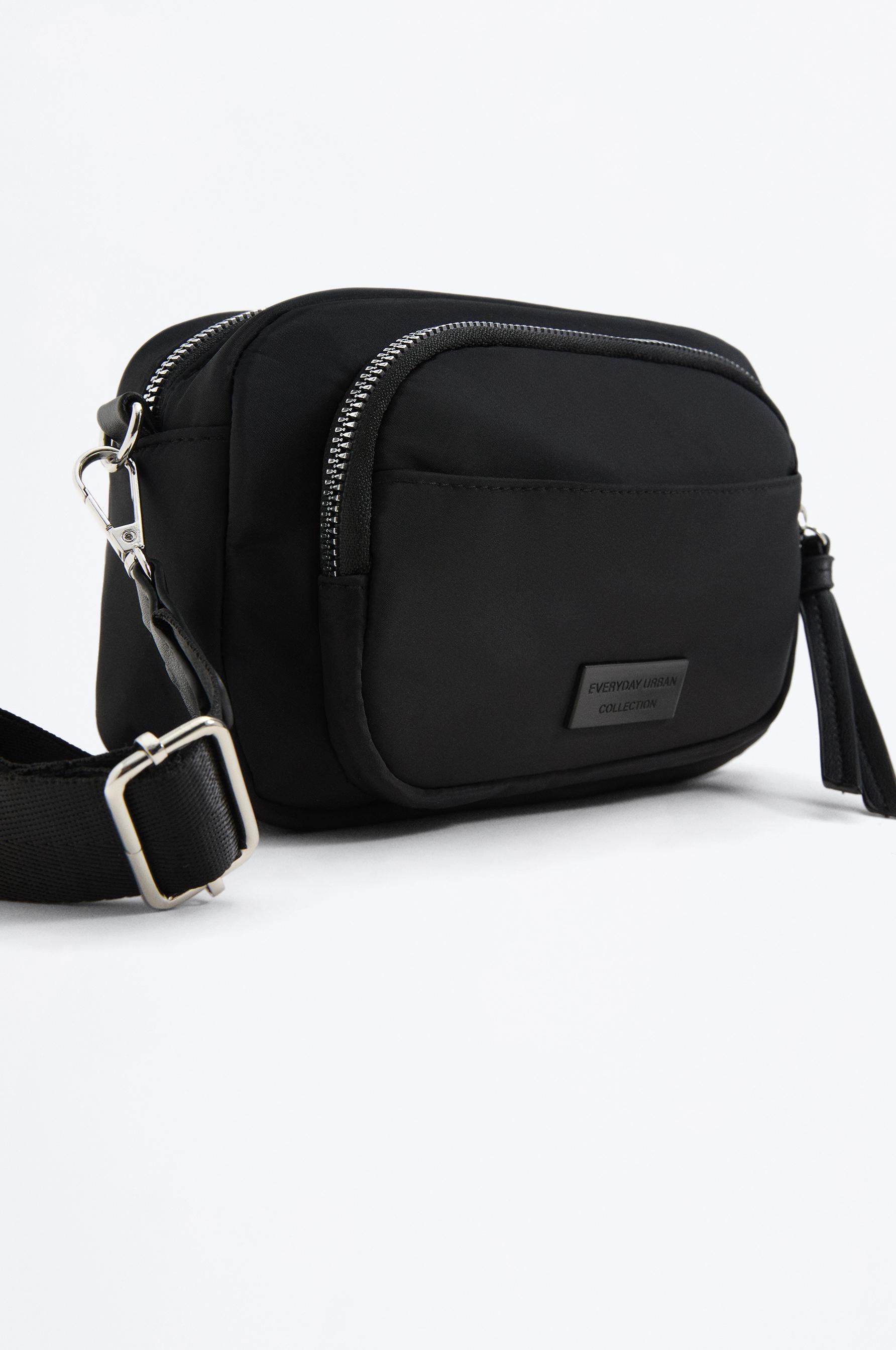 Nylon crossbody bag — BLACK