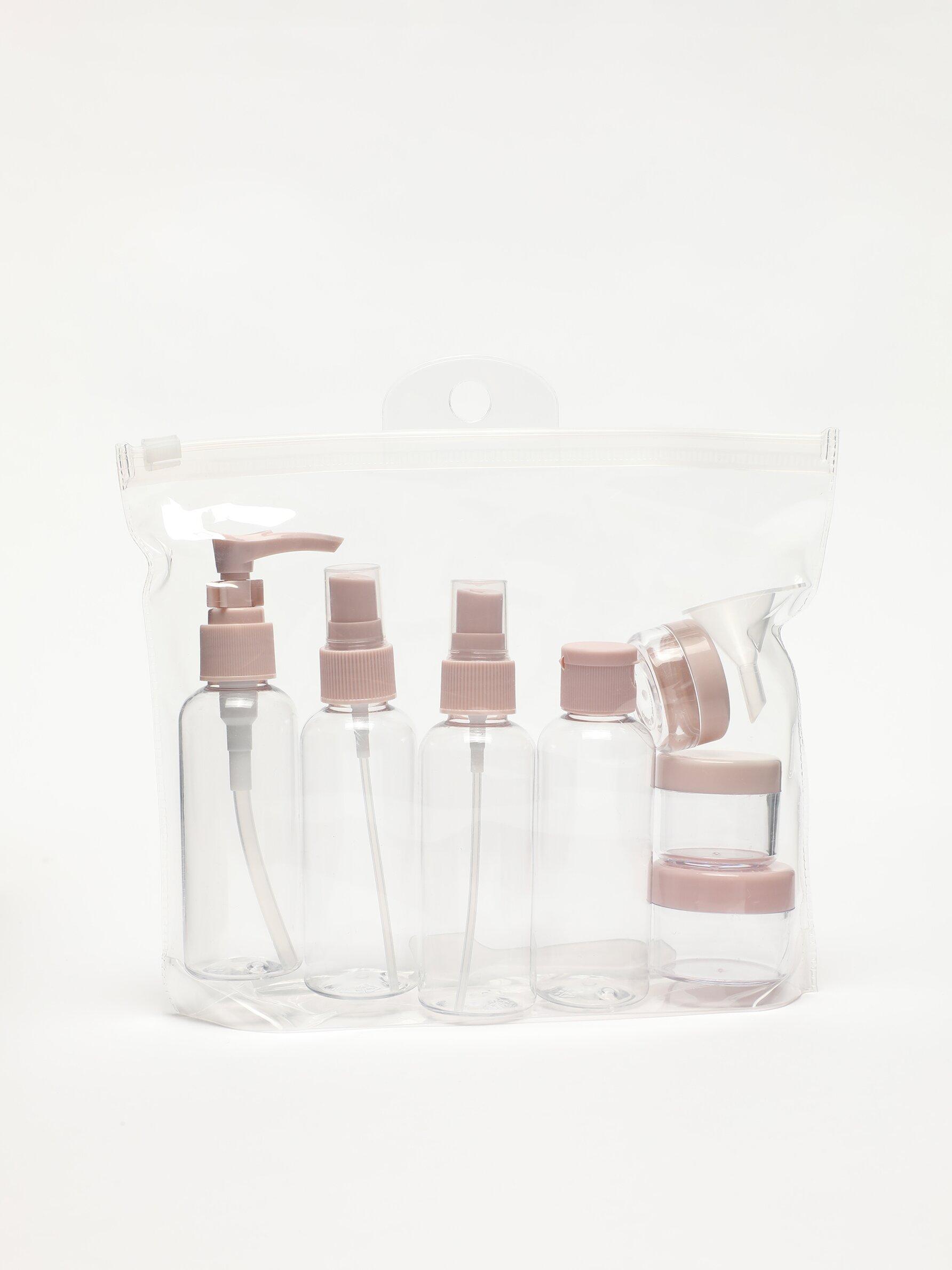 7-piece reusable travel bottle set — PINK