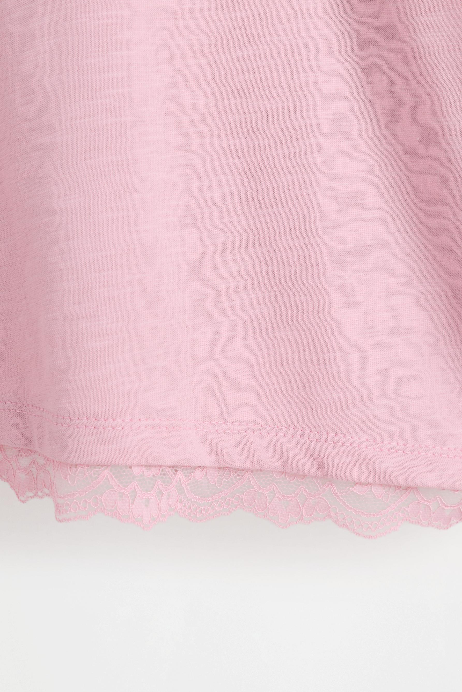 Lace T-shirt with tie — DUSTY PINK