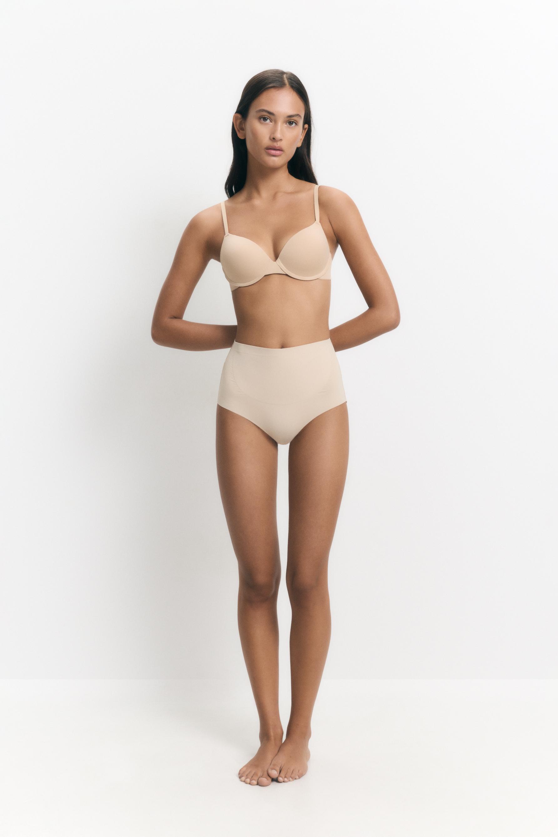 Microfibre shapewear high-waist briefs — ECRU