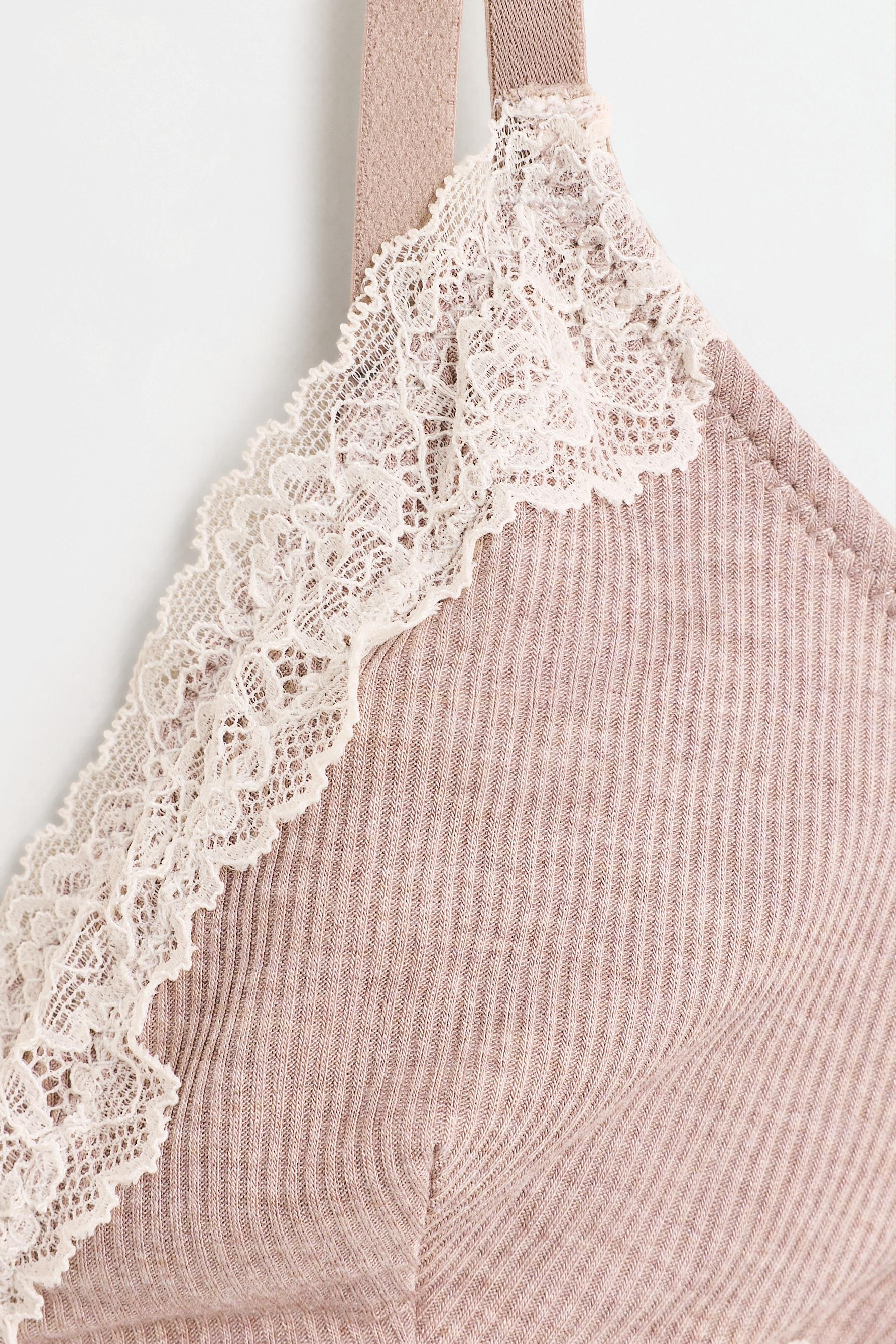 Lace triangle bra (2-pack) — BROWN