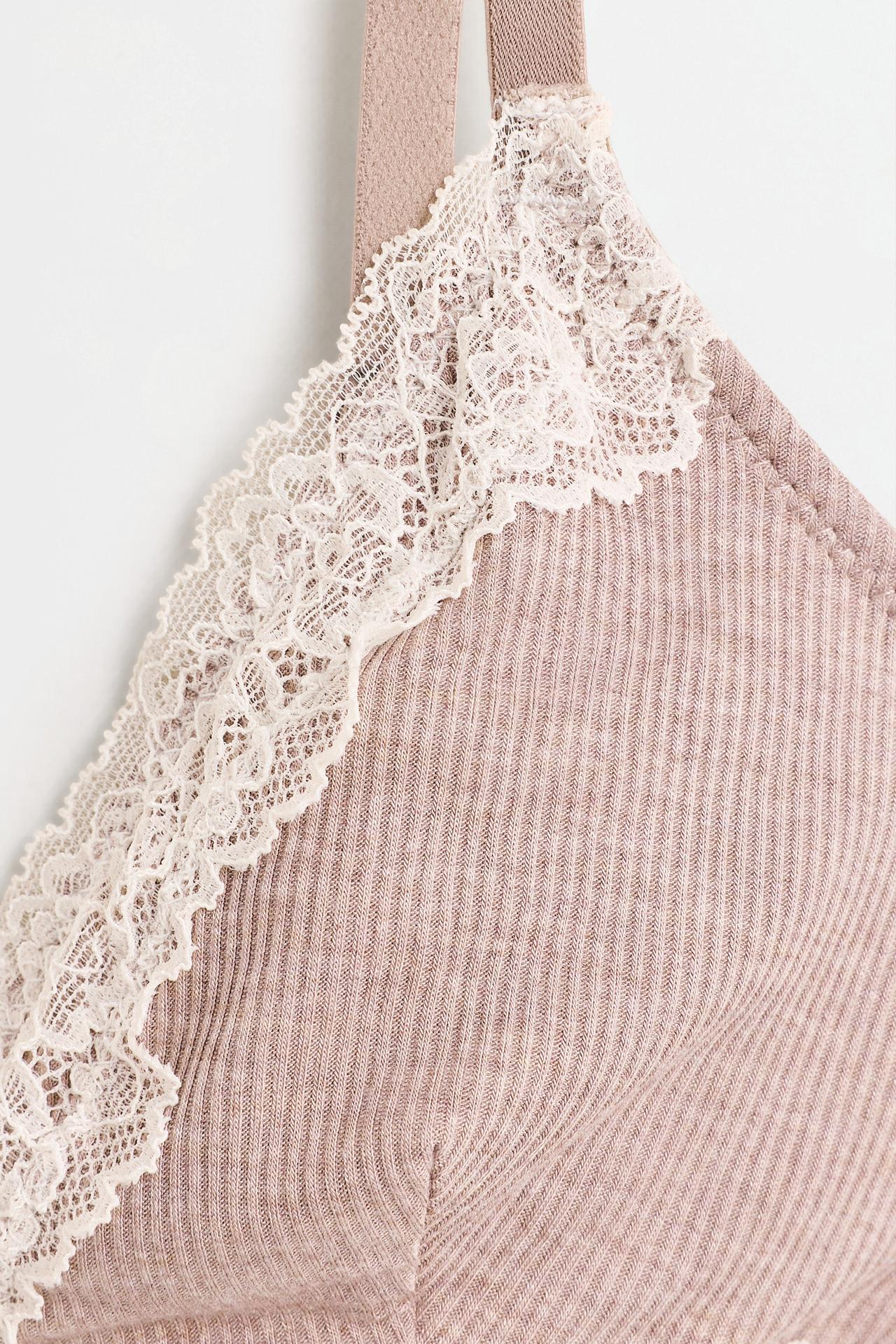 Lace triangle bra (2-pack) — BROWN