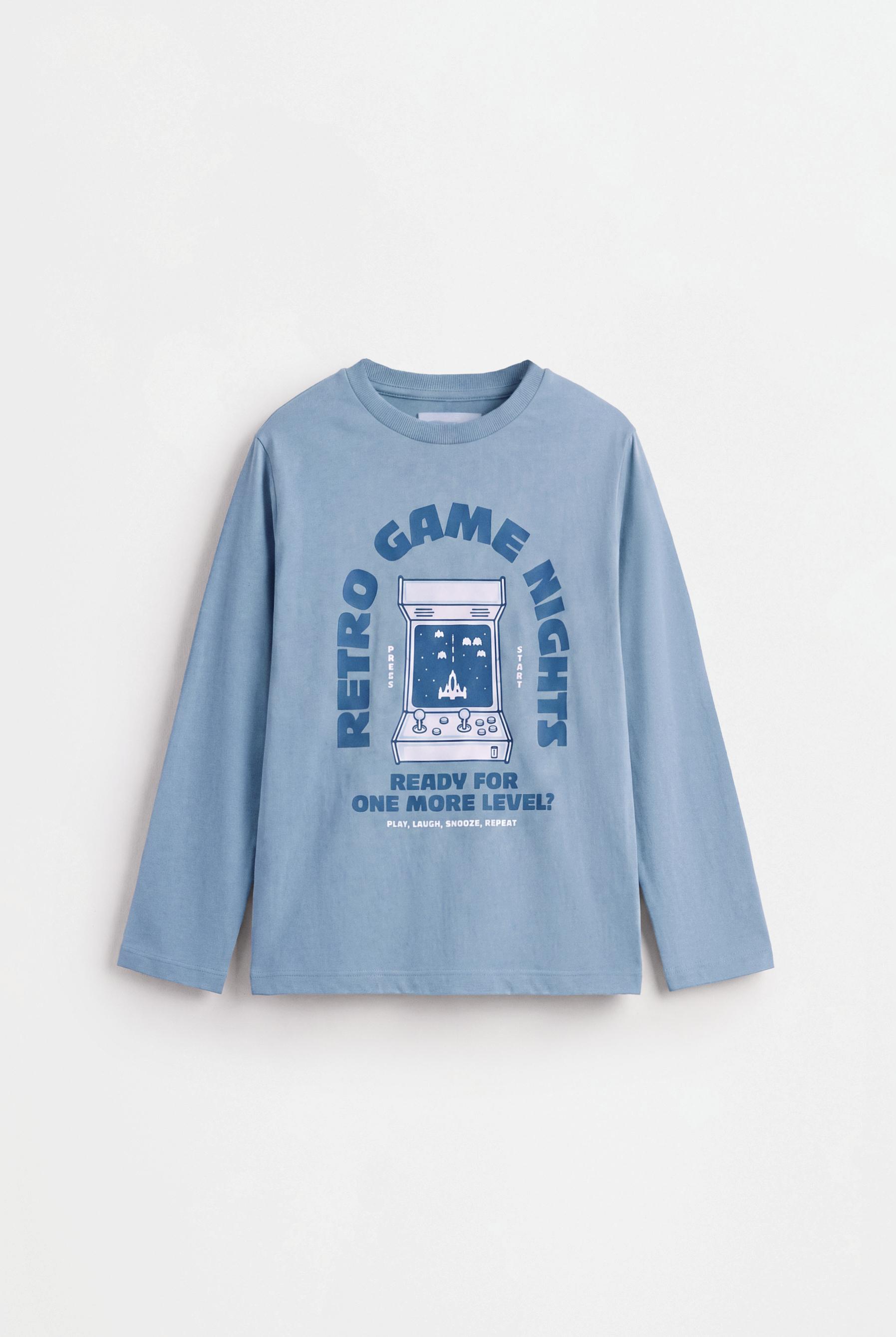 Long printed pyjamas — STEEL BLUE