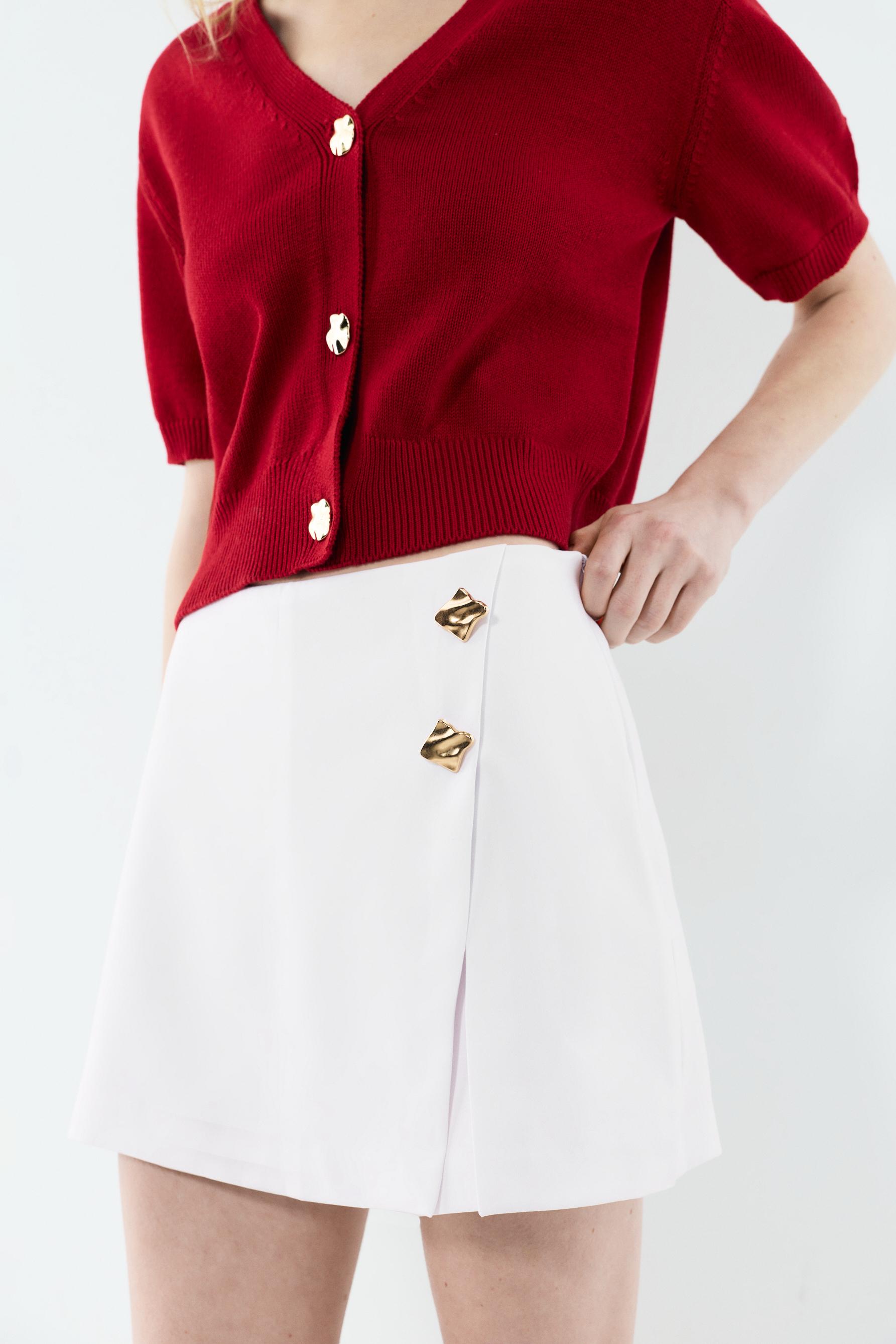 Skort with gold buttons — WHITE