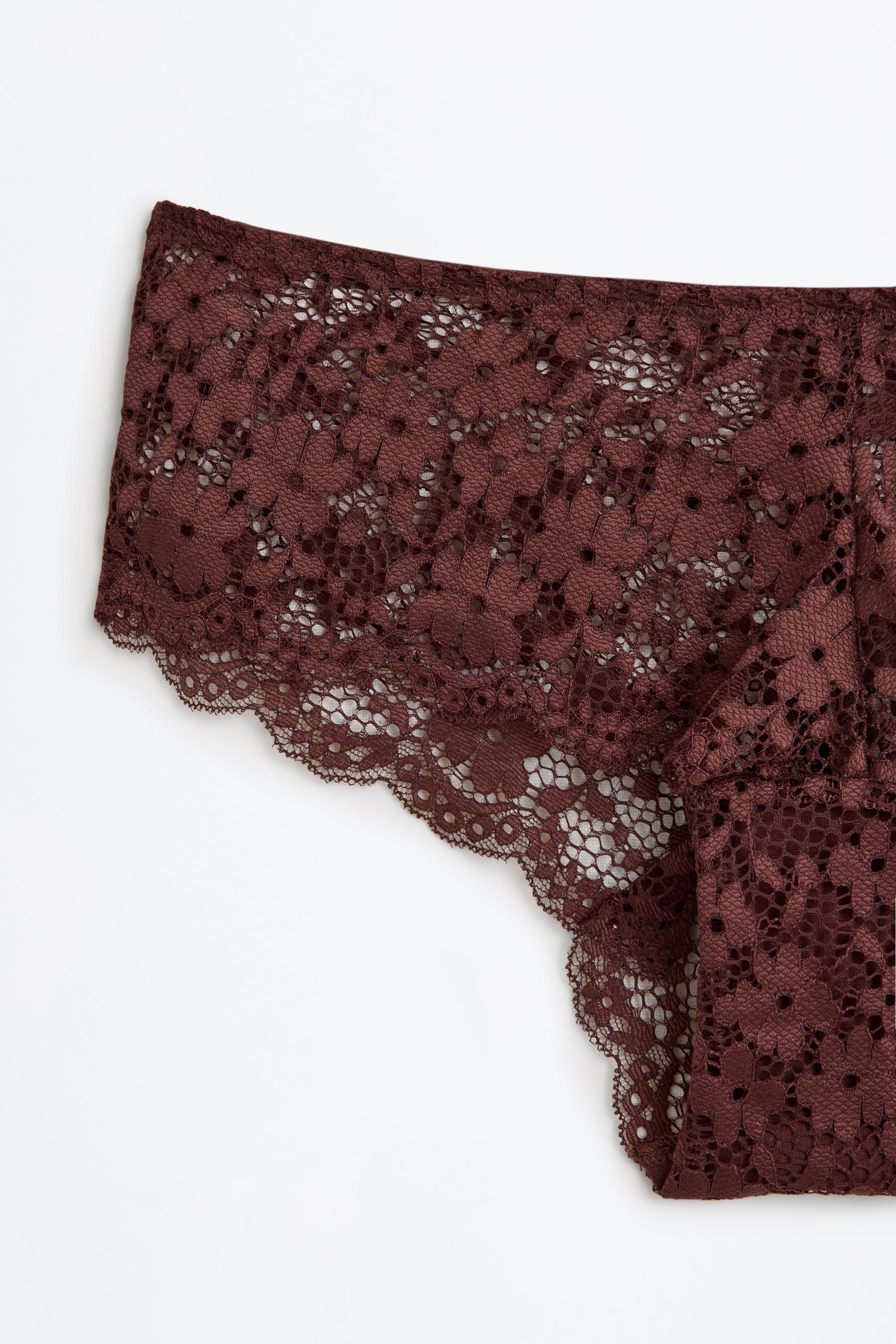 Lace hipster briefs — CHOCOLATE