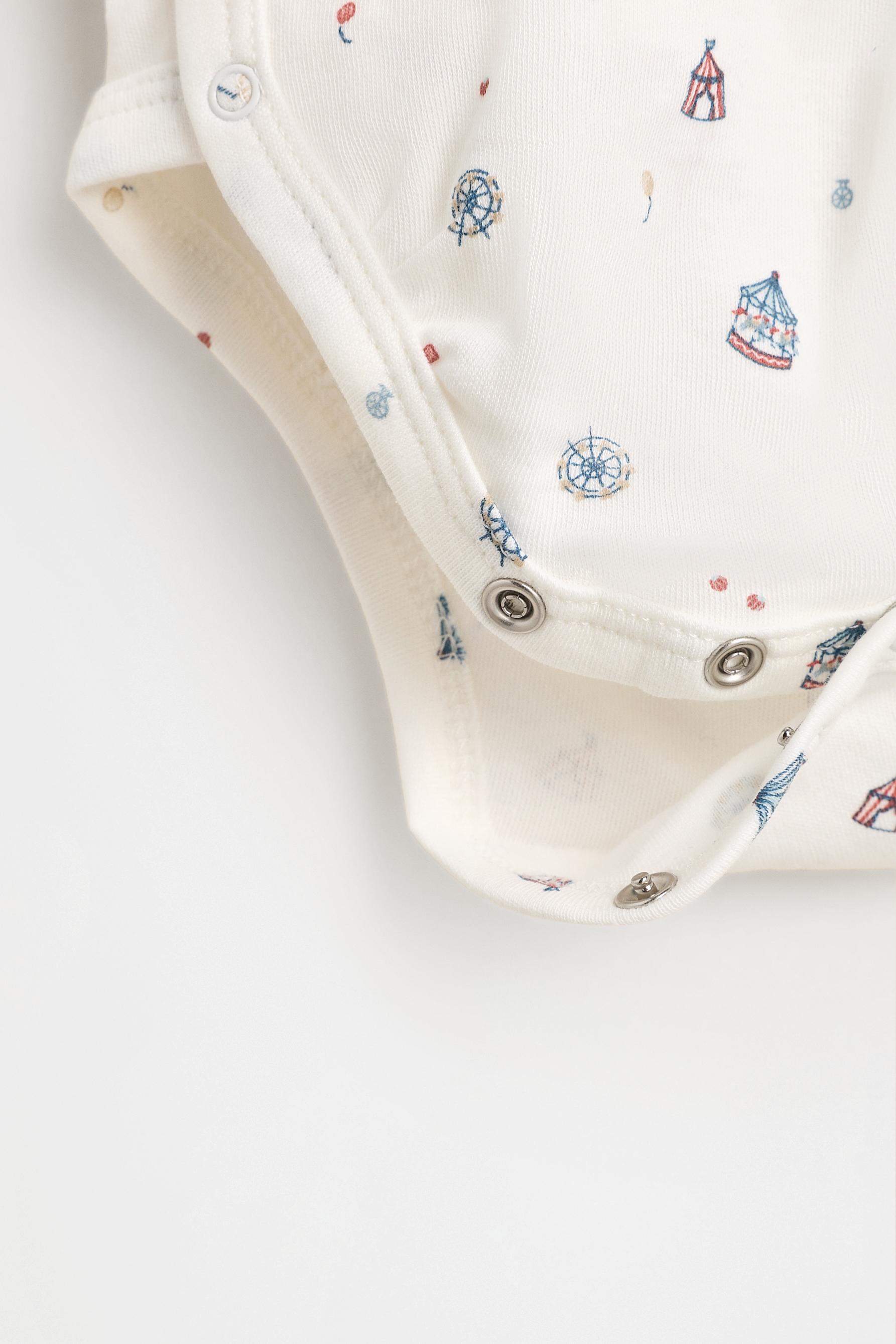 Printed bodysuit, footed leggings and hat set — FADED BLUE