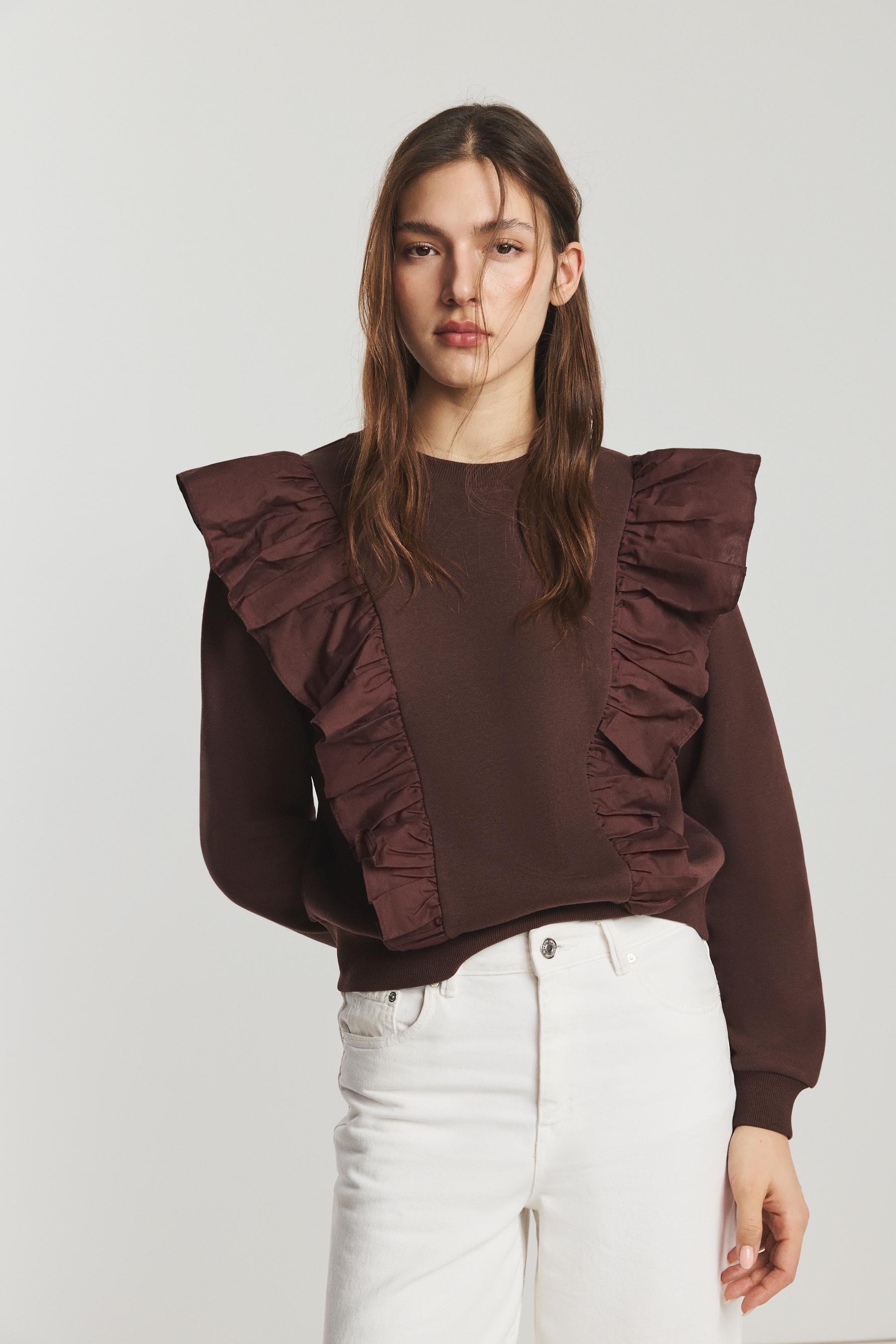 Sudadera volantes popelín