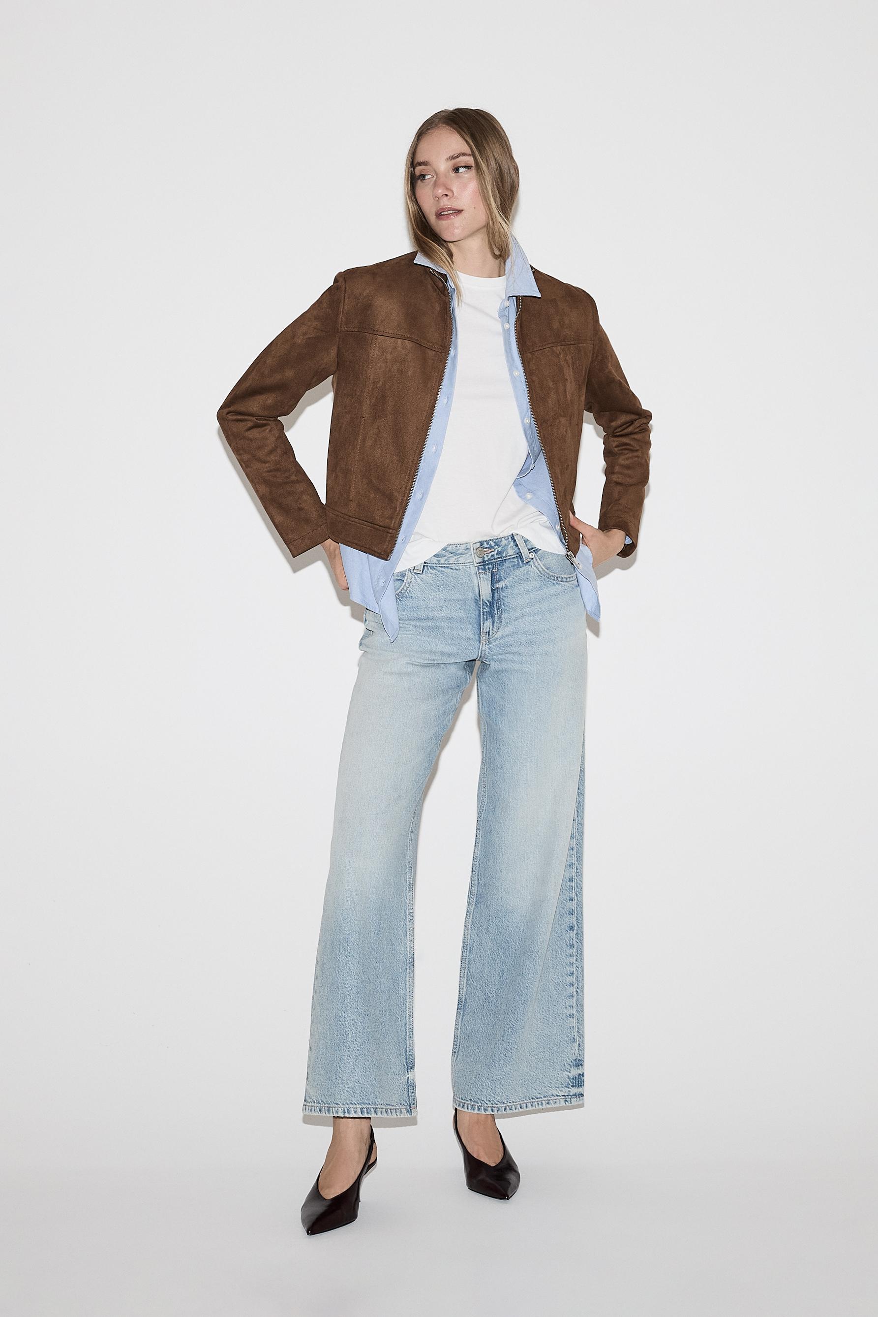 Faux suede jacket — DARK CAMEL