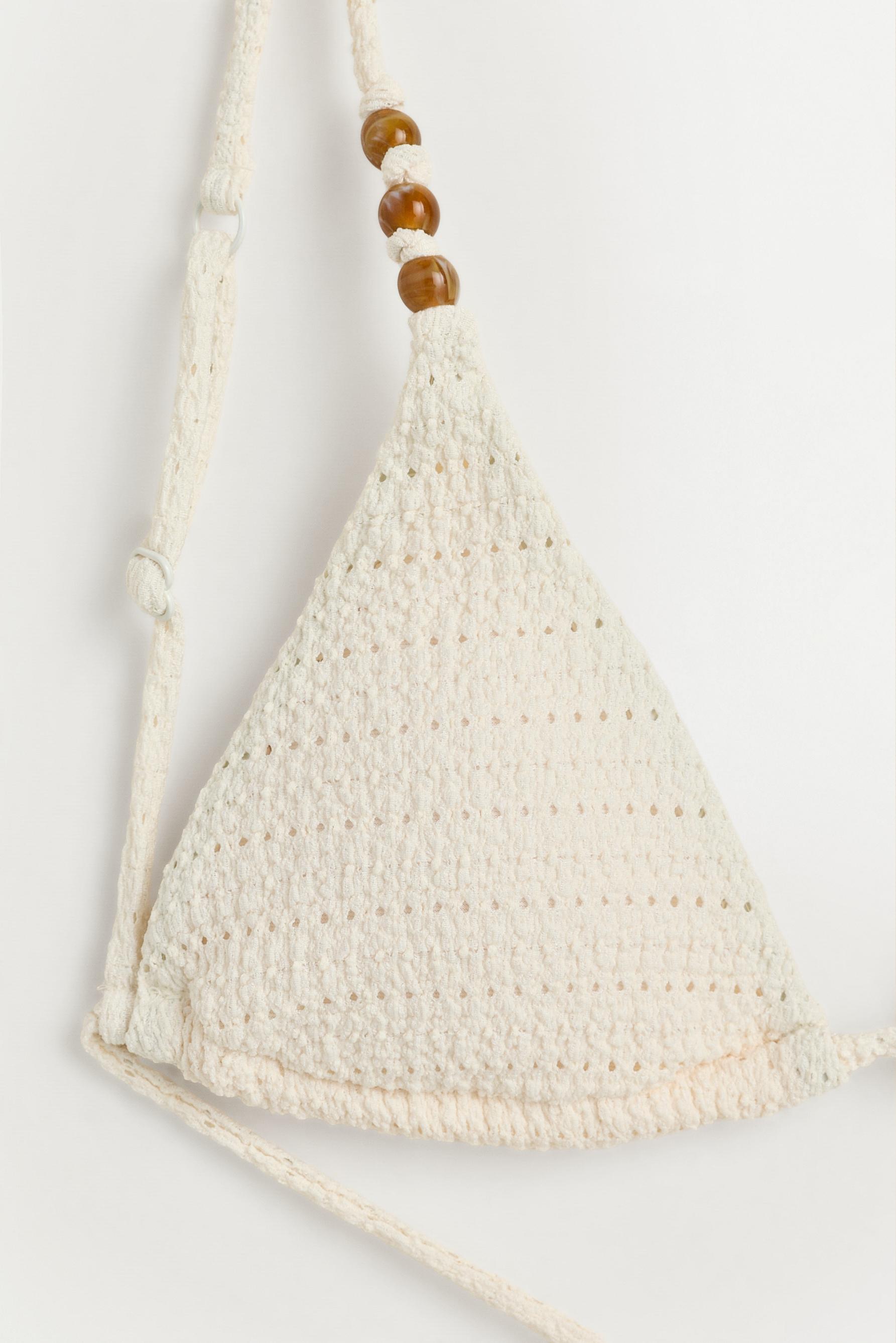 Beaded bikini top — WHITE