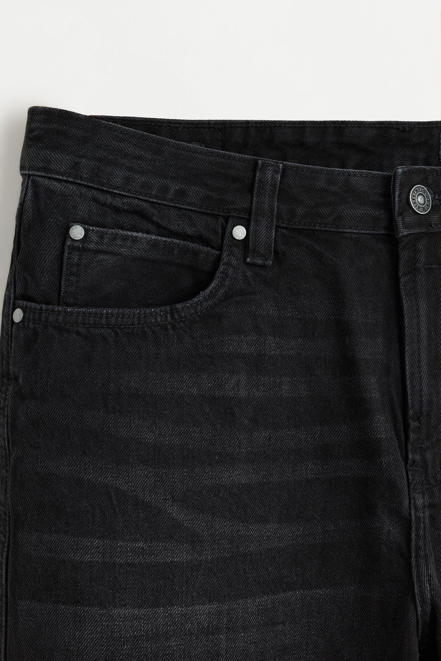 Straight denim Bermuda shorts — BLACK
