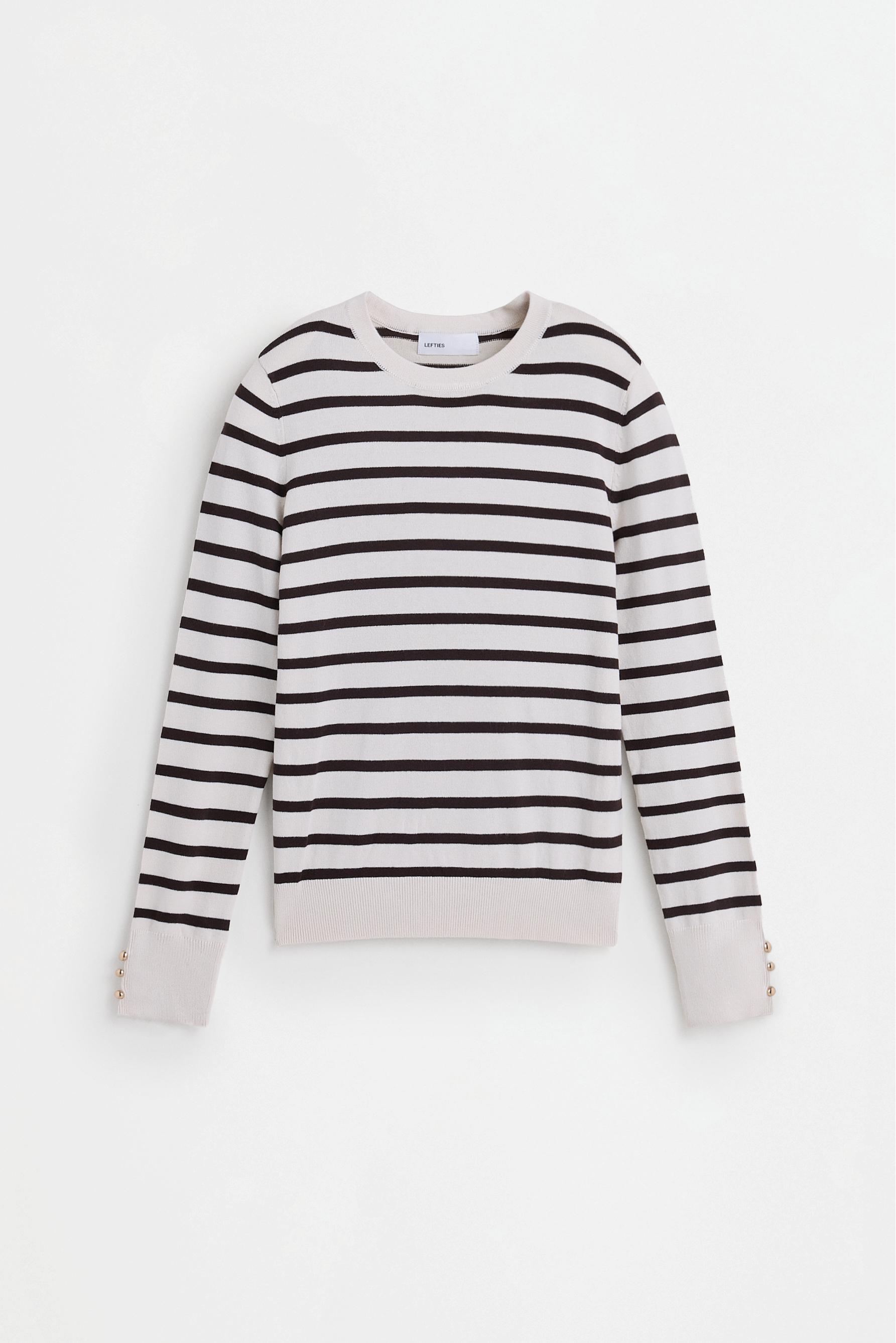 Basic gold button sweater — BEIGE/BROWN