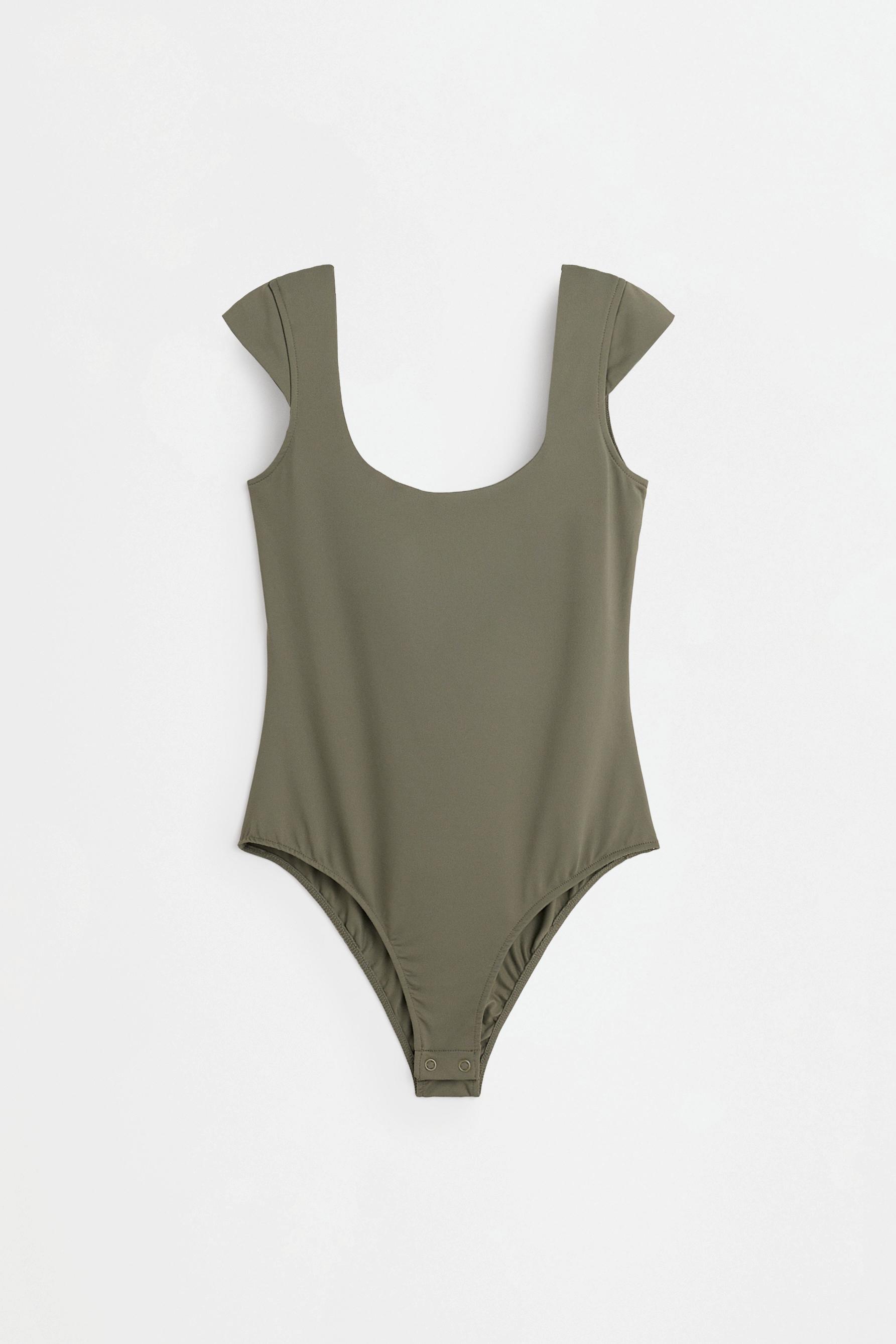 Short sleeve polyamide bodysuit — KHAKI