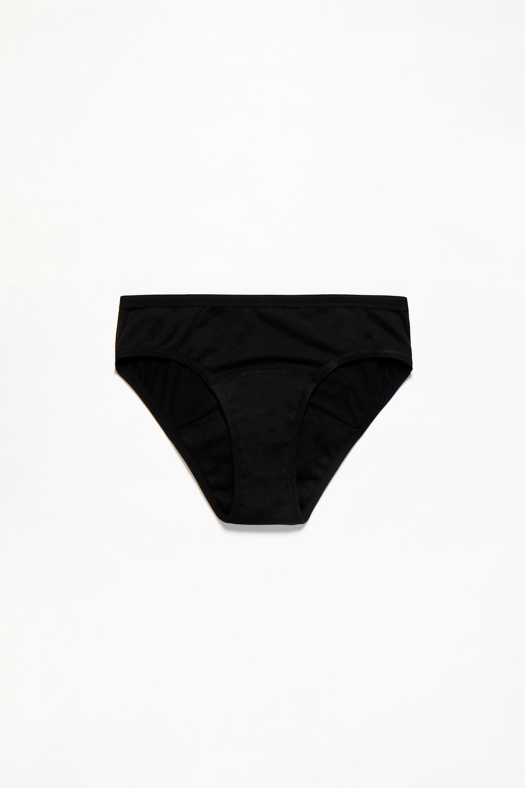 2-pack of cotton period briefs — BLACK